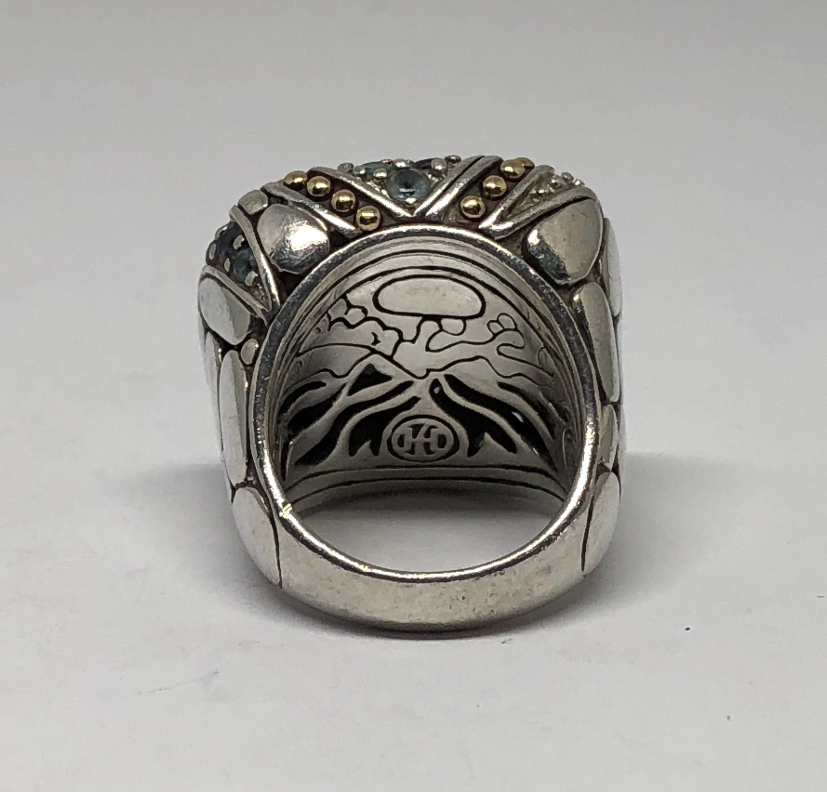 John Hardy Sterling Silver & 18K Gold Topaz & Iolite Kali Lavafire Sea Ring - Queen May