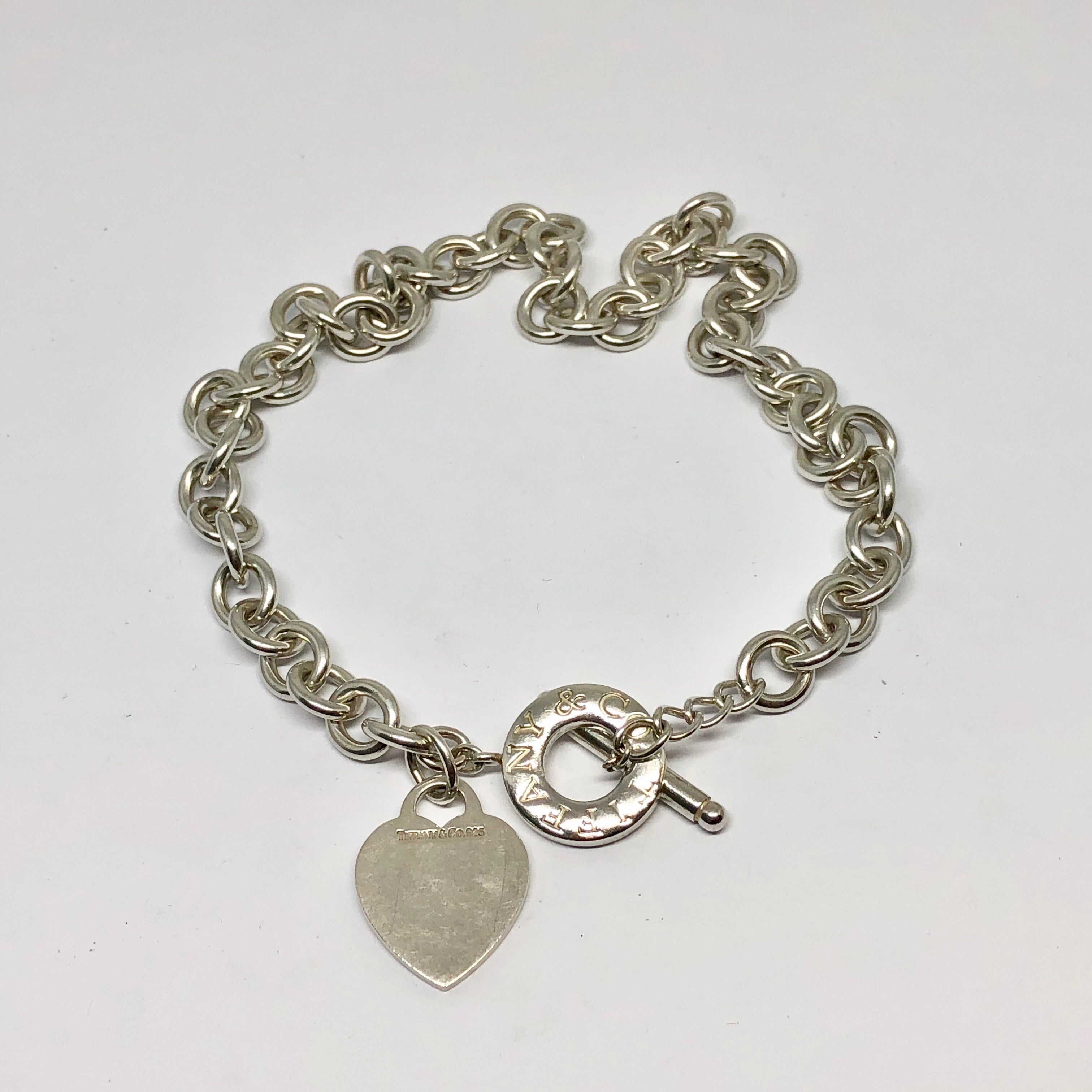 Tiffany & Co Sterling Silver Heart Tag Toggle Necklace 16.5" - Queen May