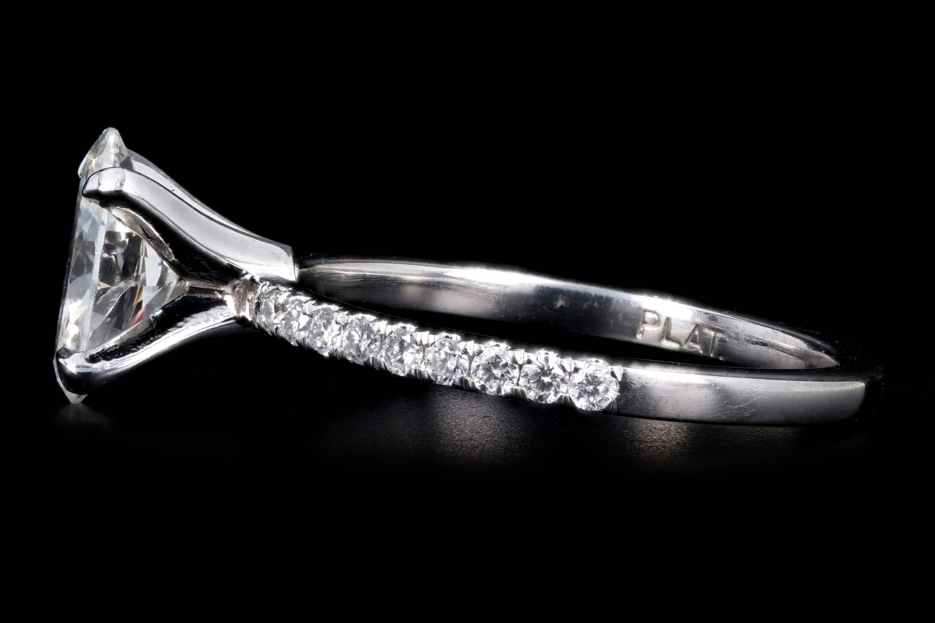 Platinum 1.31 Carat Oval Diamond Engagement Ring GIA Certified - Queen May