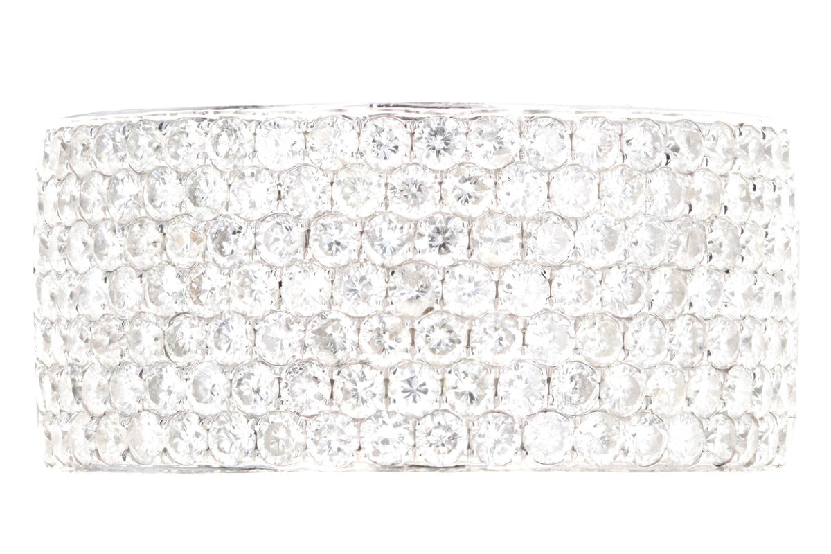 14K White Gold 2.0 Carat Total Weight Diamond Pave Wide Band - Queen May