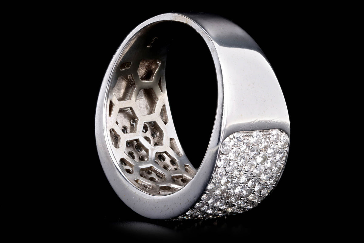 14K White Gold 2.0 Carat Total Weight Diamond Pave Wide Band - Queen May