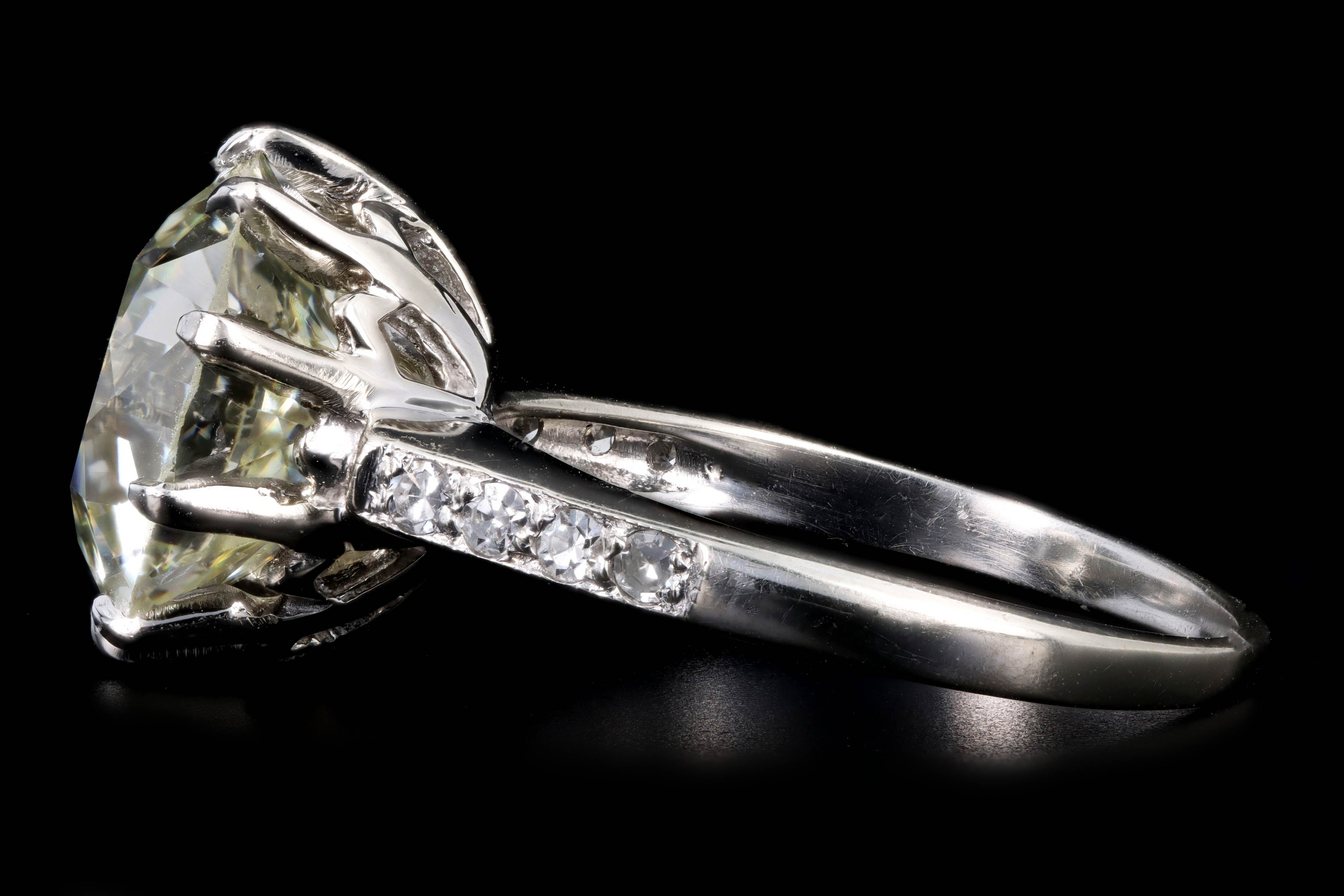 Art Deco 14K White Gold 6.26 Carat Old European Cut Diamond Engagement Ring GIA Certified - Queen May