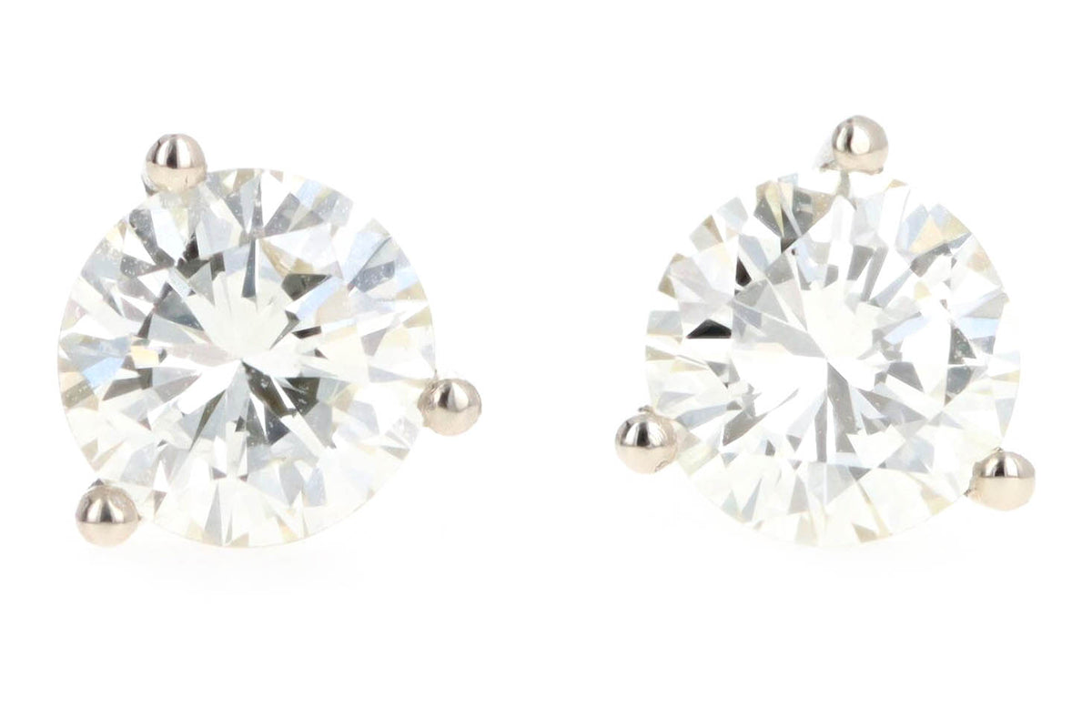 14K White Gold 0.96 Carat Total Weight Round Brilliant Cut Diamond Martini Stud Earrings - Queen May