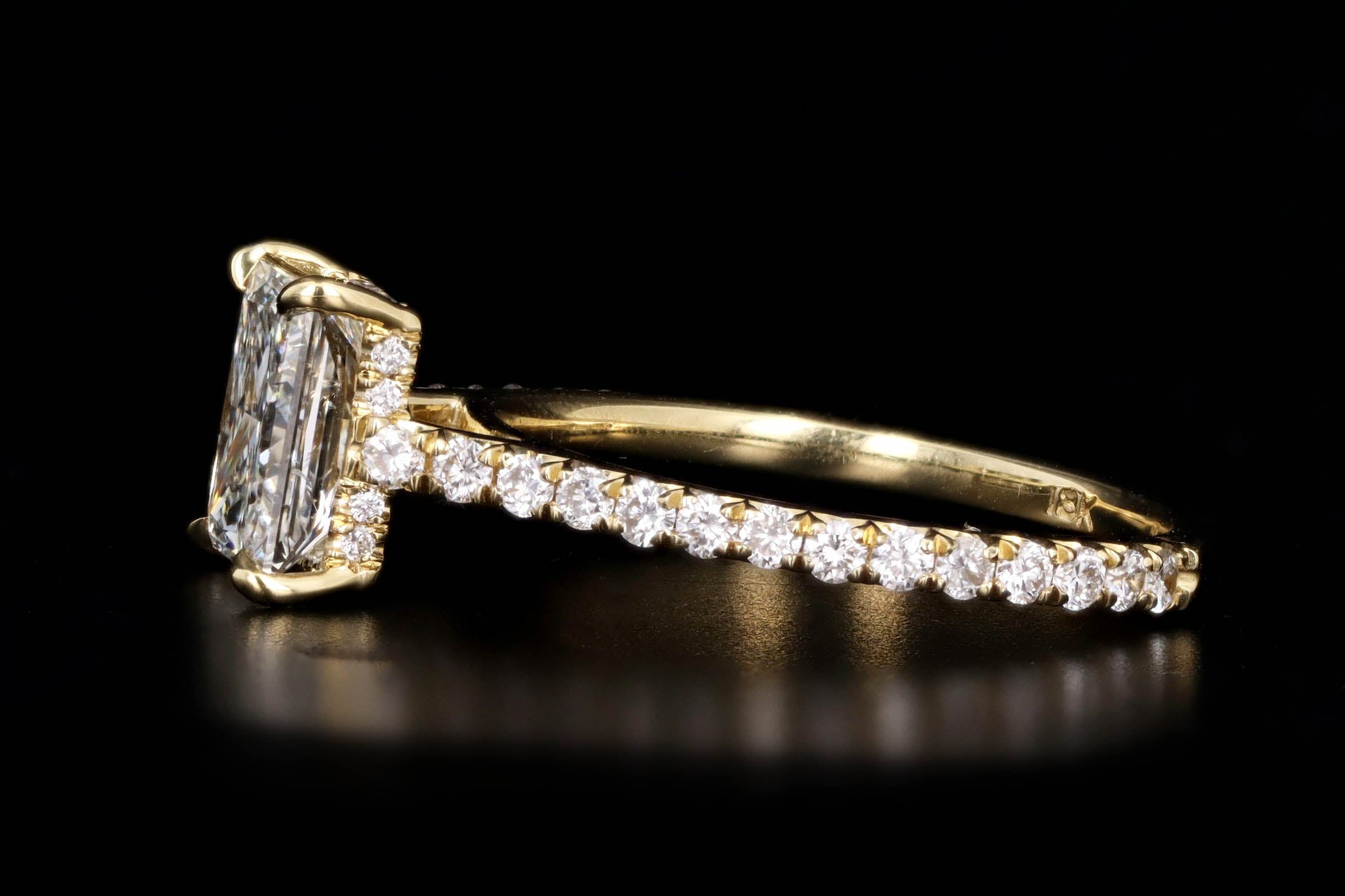 2.02 Carat Princess Cut Diamond Hidden Halo Engagement Ring in 18K Yellow Gold GIA Certified - Queen May