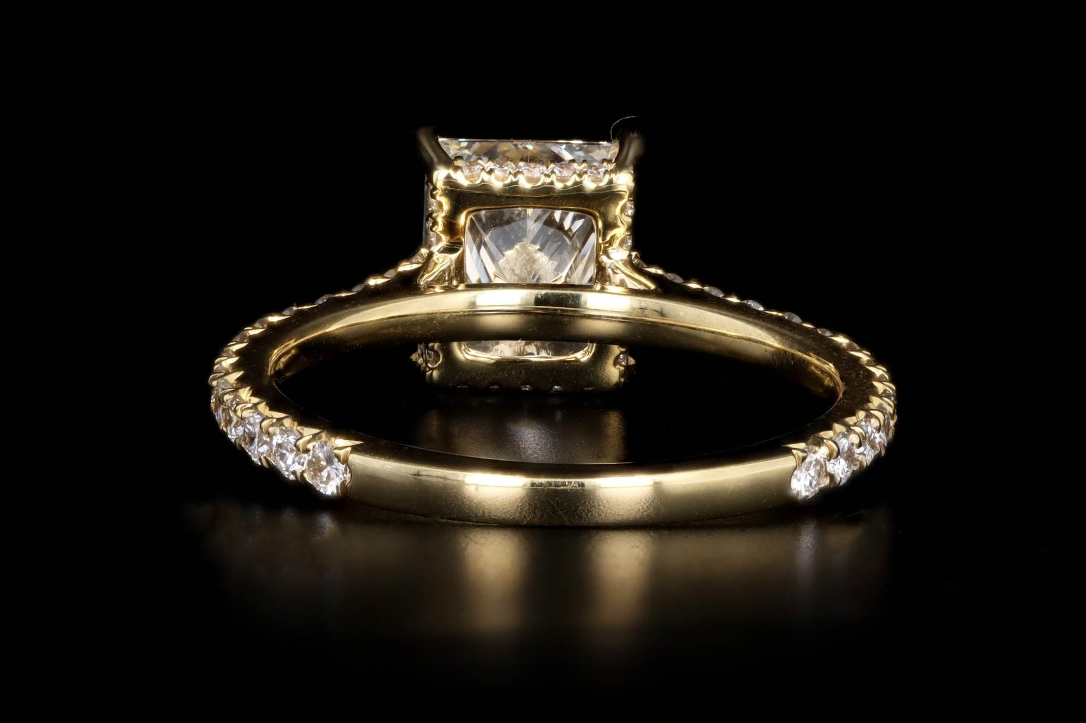 2.02 Carat Princess Cut Diamond Hidden Halo Engagement Ring in 18K Yellow Gold GIA Certified - Queen May