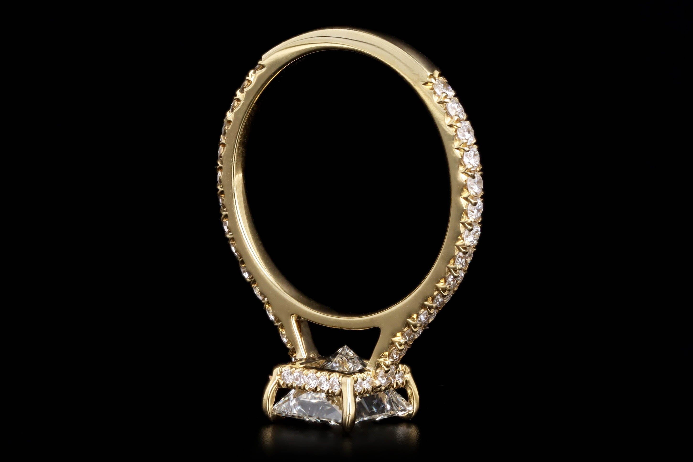 2.02 Carat Princess Cut Diamond Hidden Halo Engagement Ring in 18K Yellow Gold GIA Certified - Queen May