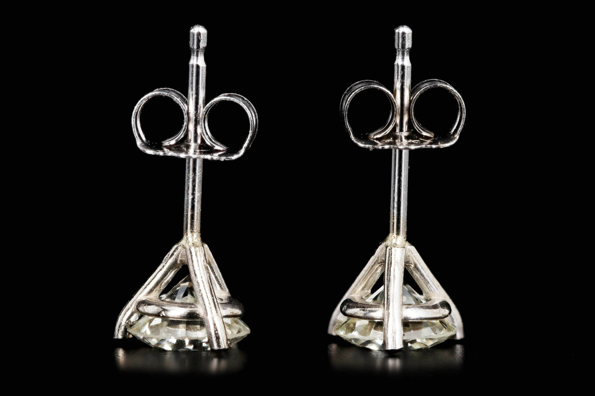 14K White Gold 0.96 Carat Total Weight Round Brilliant Cut Diamond Martini Stud Earrings - Queen May