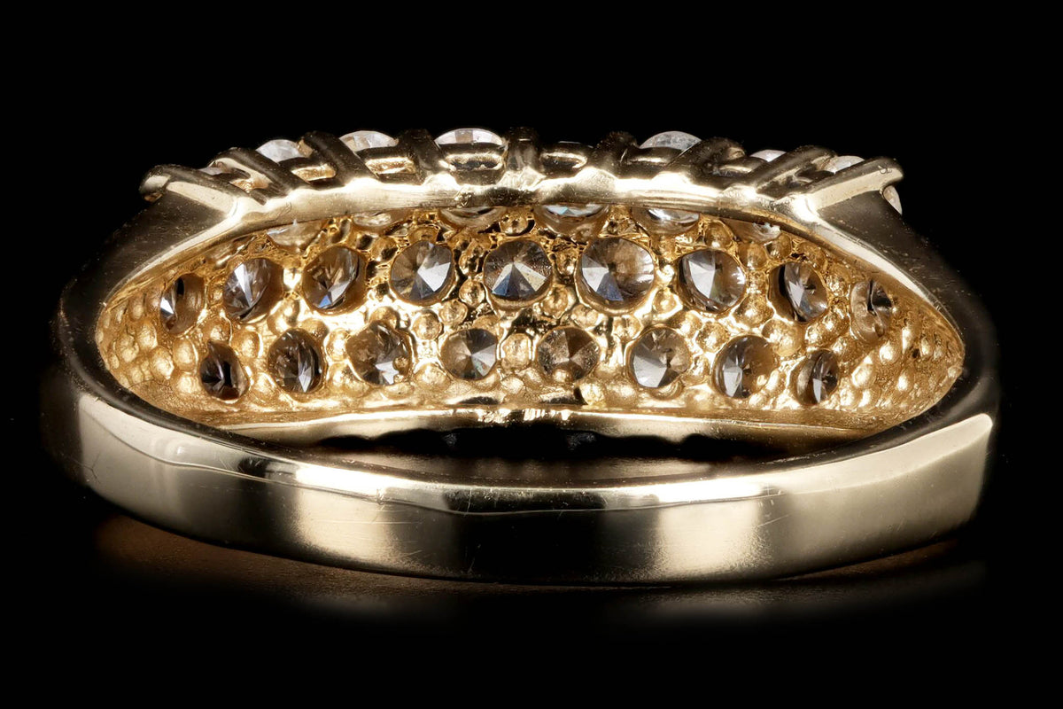 14K Yellow Gold 0.75 Carat Total Weight Round Brilliant Diamond Pave Band - Queen May