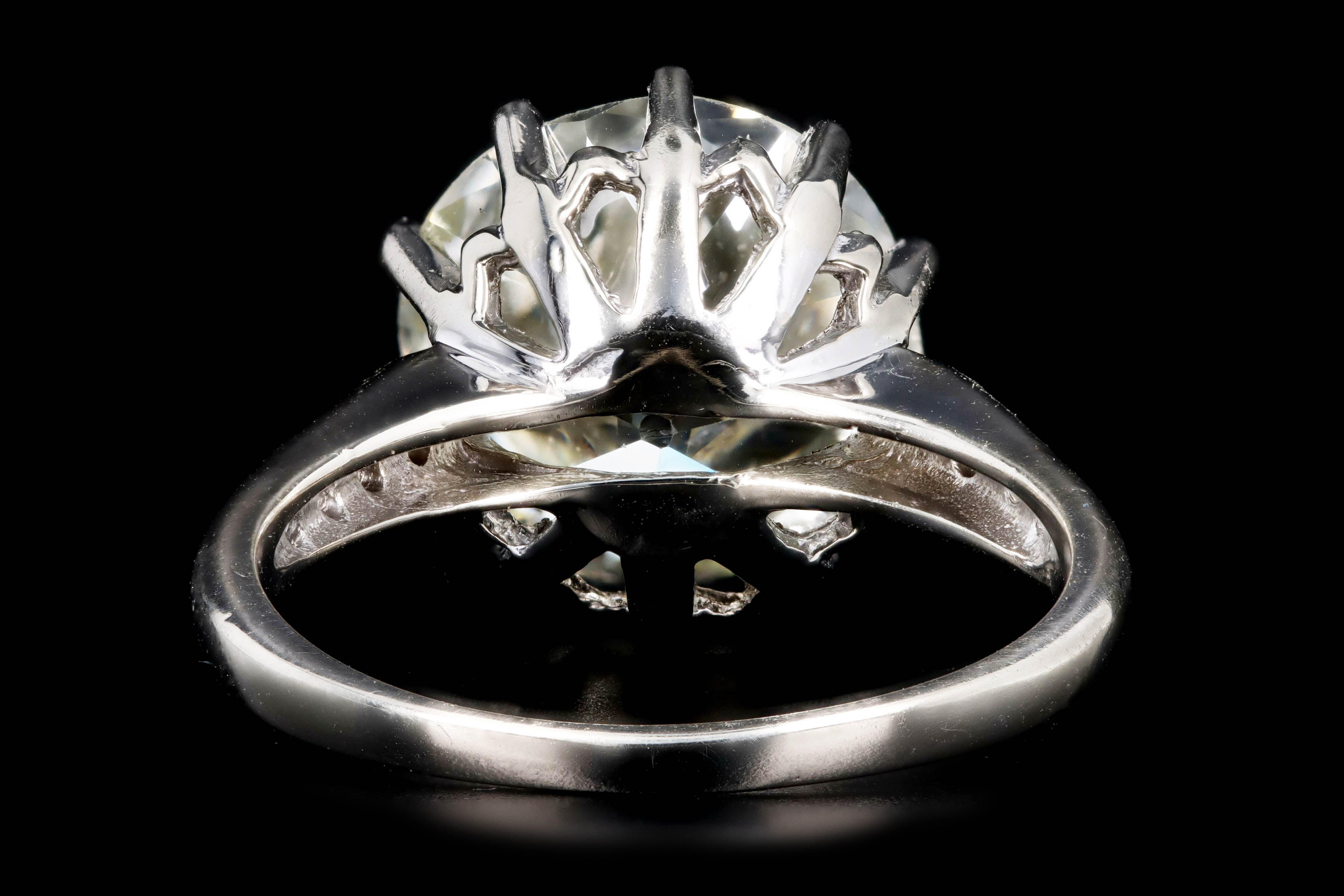Art Deco 14K White Gold 6.26 Carat Old European Cut Diamond Engagement Ring GIA Certified - Queen May