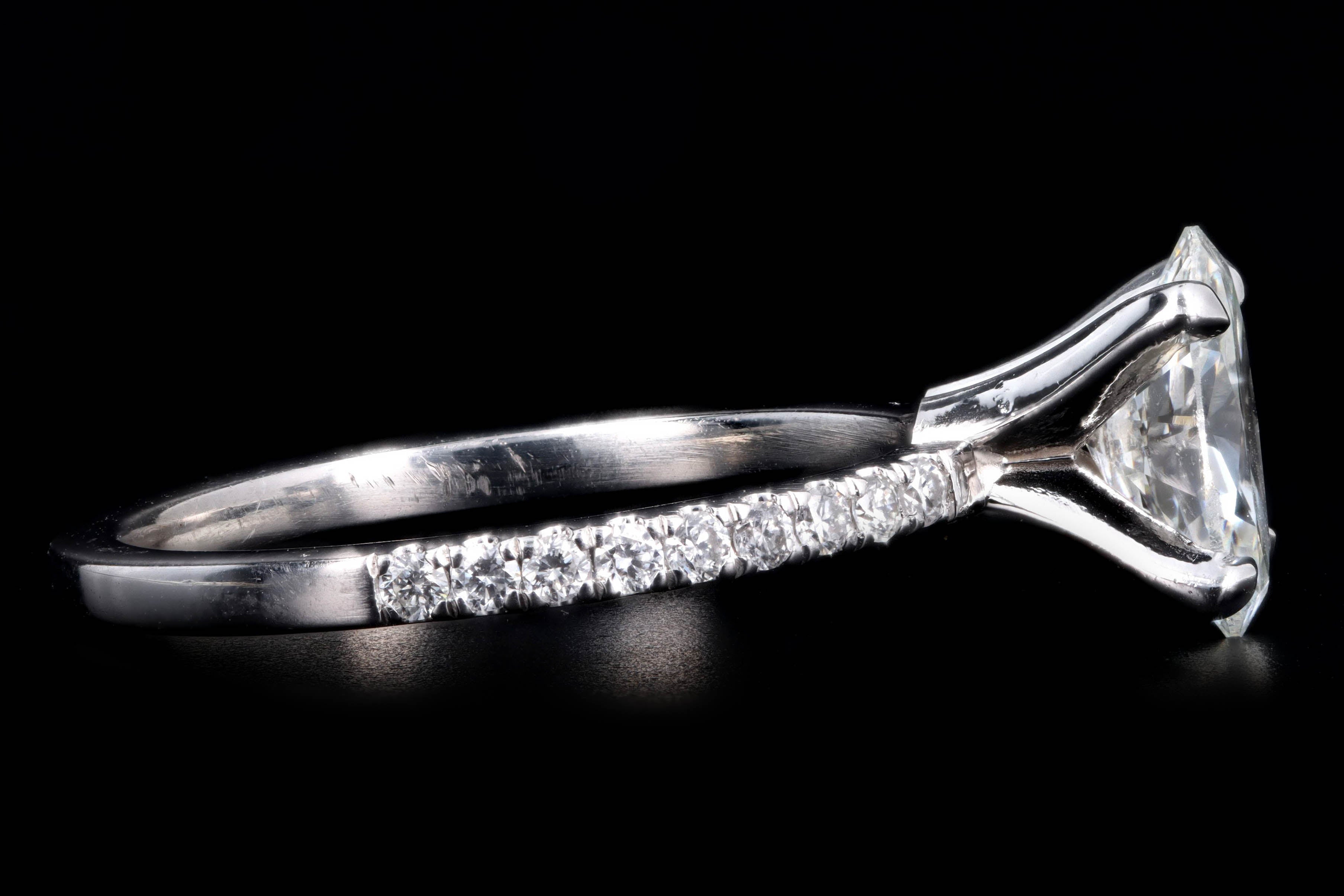 Platinum 1.31 Carat Oval Diamond Engagement Ring GIA Certified - Queen May