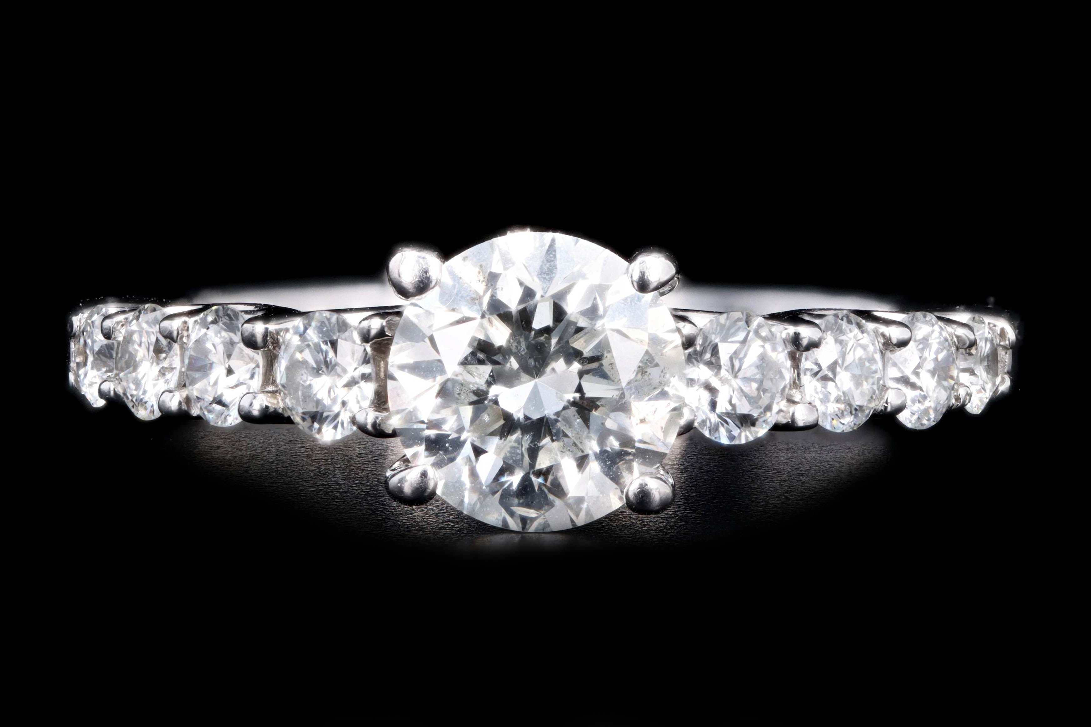 14K White Gold 1.01 Carat Round Brilliant Diamond Engagement GSI Certified - Queen May