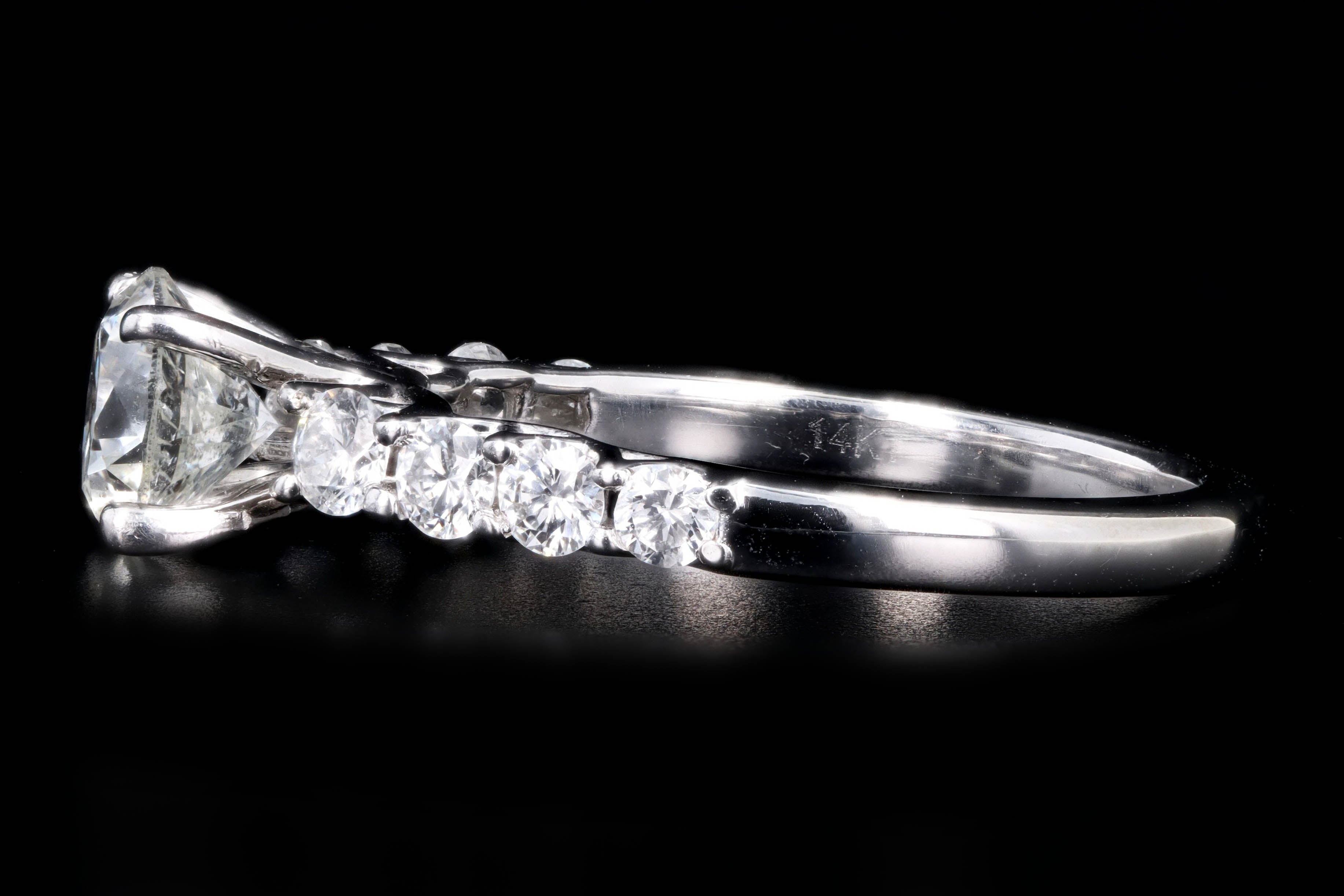14K White Gold 1.01 Carat Round Brilliant Diamond Engagement GSI Certified - Queen May