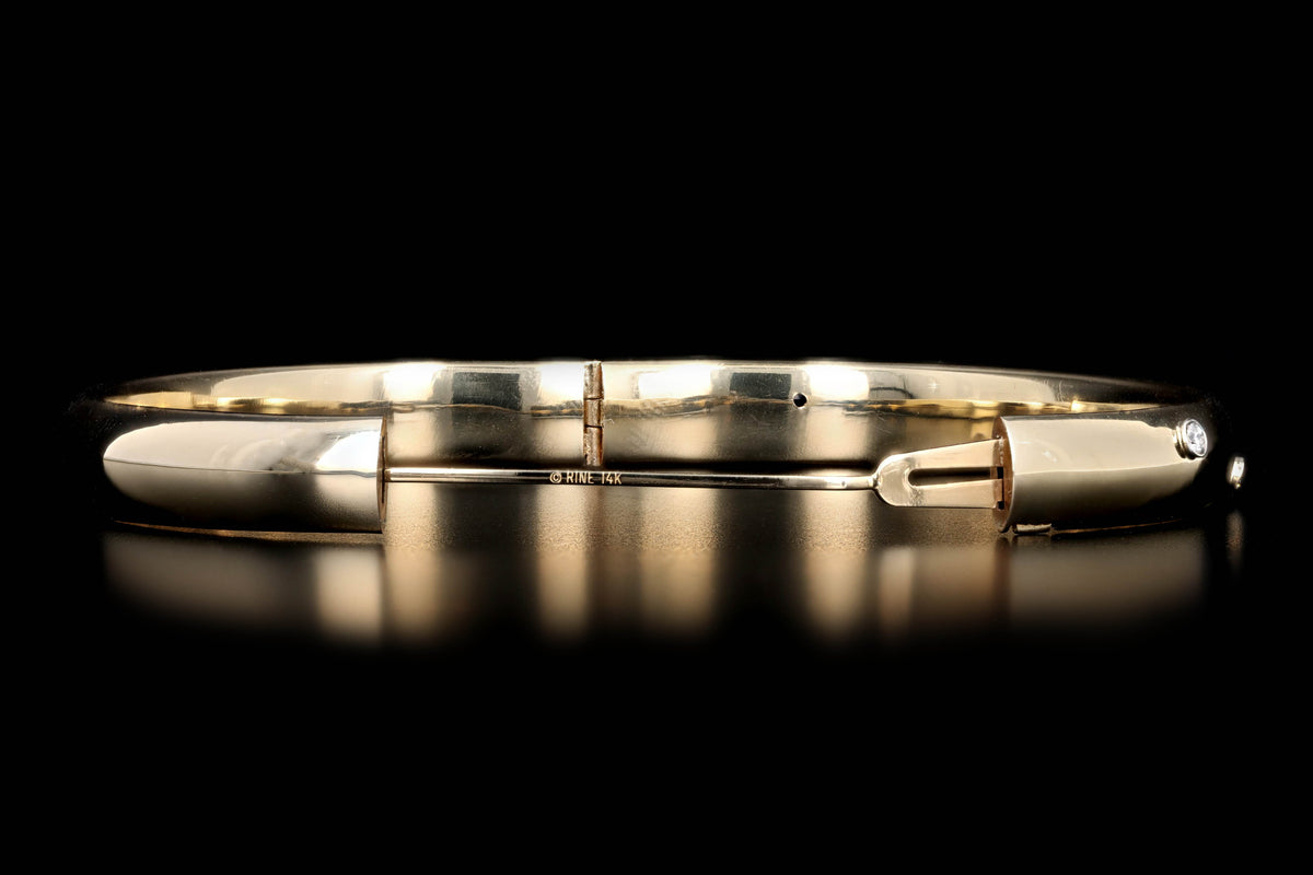 14K Yellow Gold 0.15 Carat Total Weight Bezel Set Diamond Bangle - Queen May