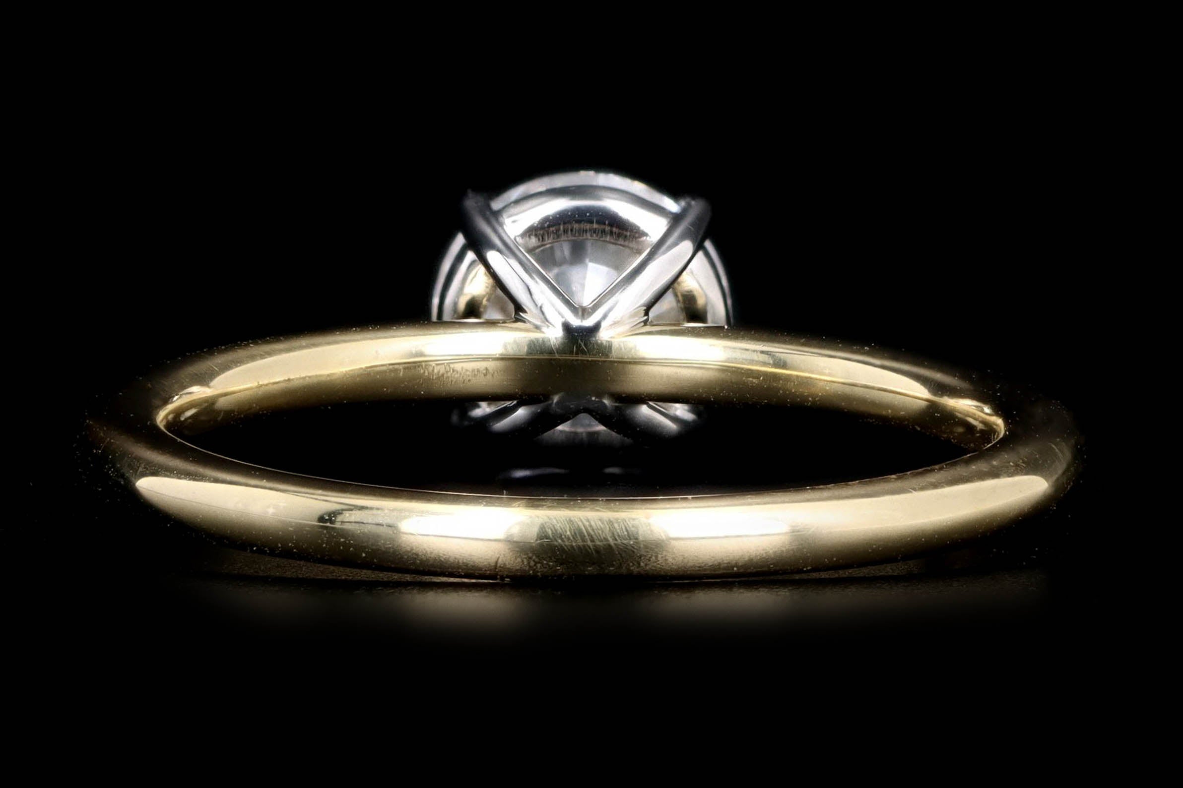 18K Yellow Gold & Platinum 0.92 Carat Round Brilliant Diamond Solitaire Engagement Ring GIA Certified - Queen May