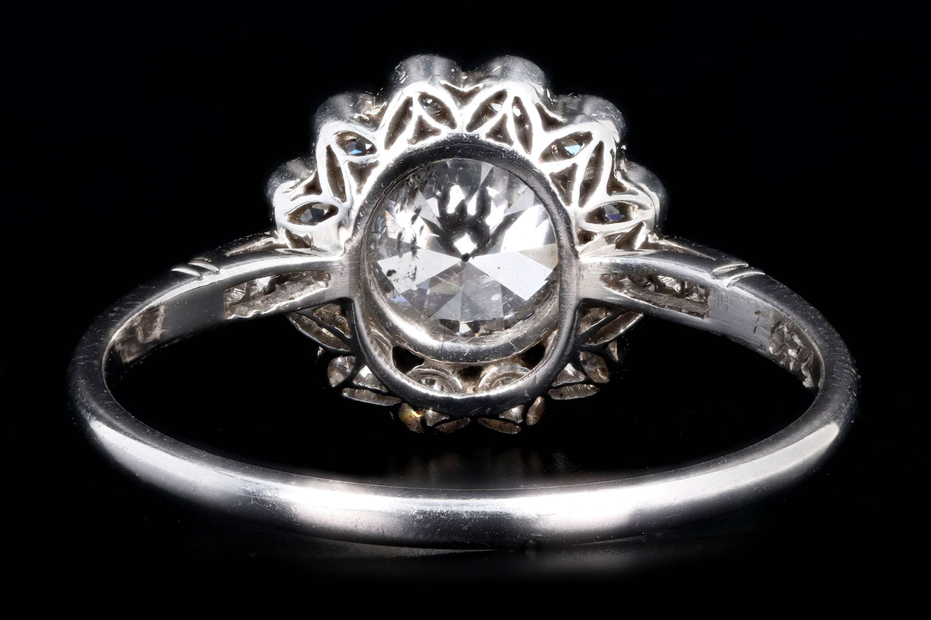 Art Deco Inspired Platinum 0.74 Carat Old European Cut Diamond Cluster Halo Engagement Ring - Queen May