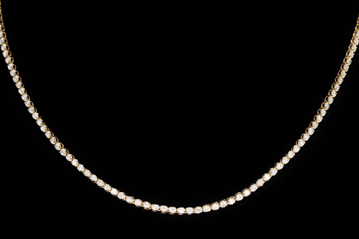 14K Yellow Gold 3.75 Carat Total Weight Round Brilliant Cut Diamond Tennis Necklace - Queen May