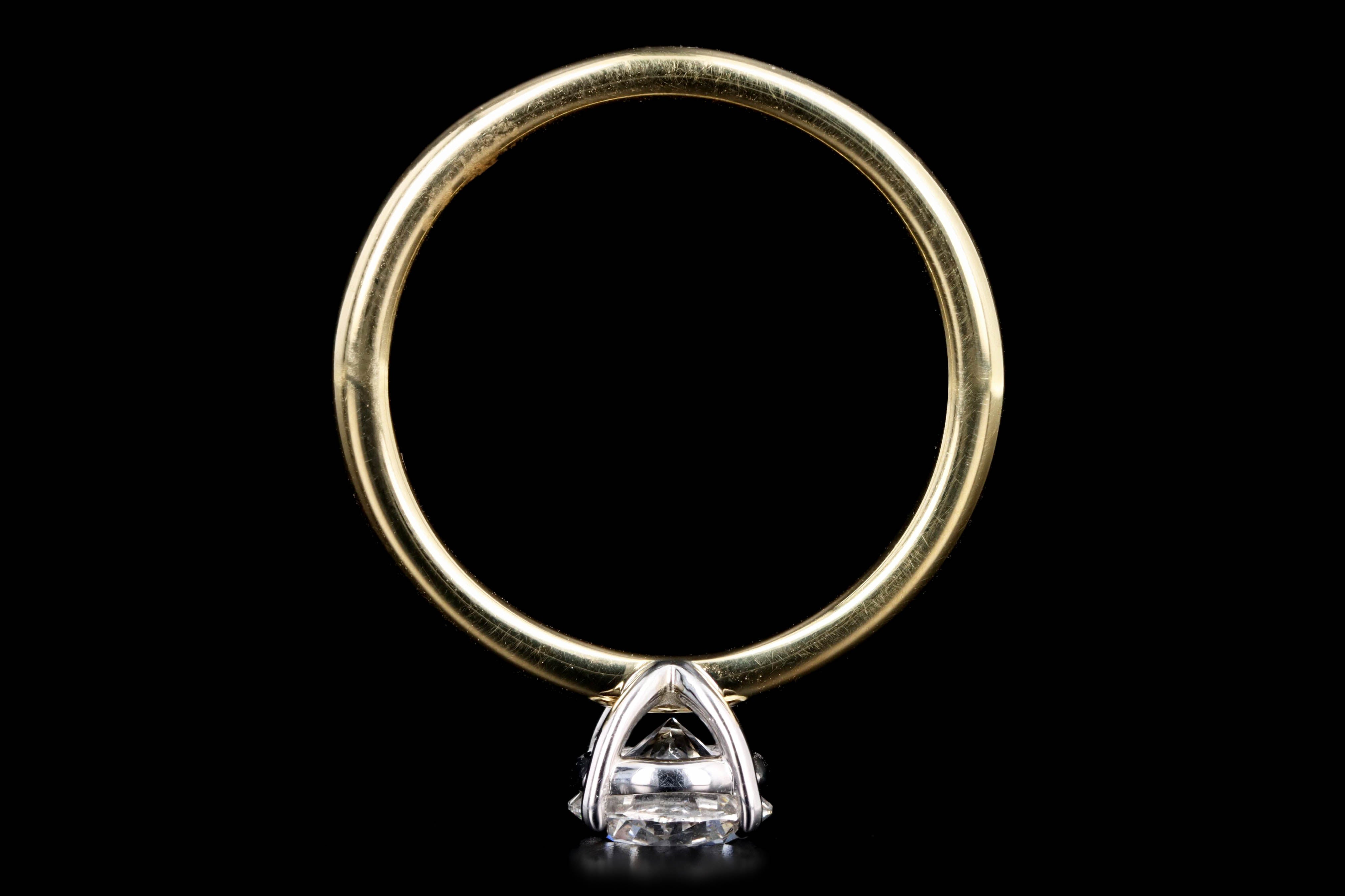 18K Yellow Gold & Platinum 0.92 Carat Round Brilliant Diamond Solitaire Engagement Ring GIA Certified - Queen May