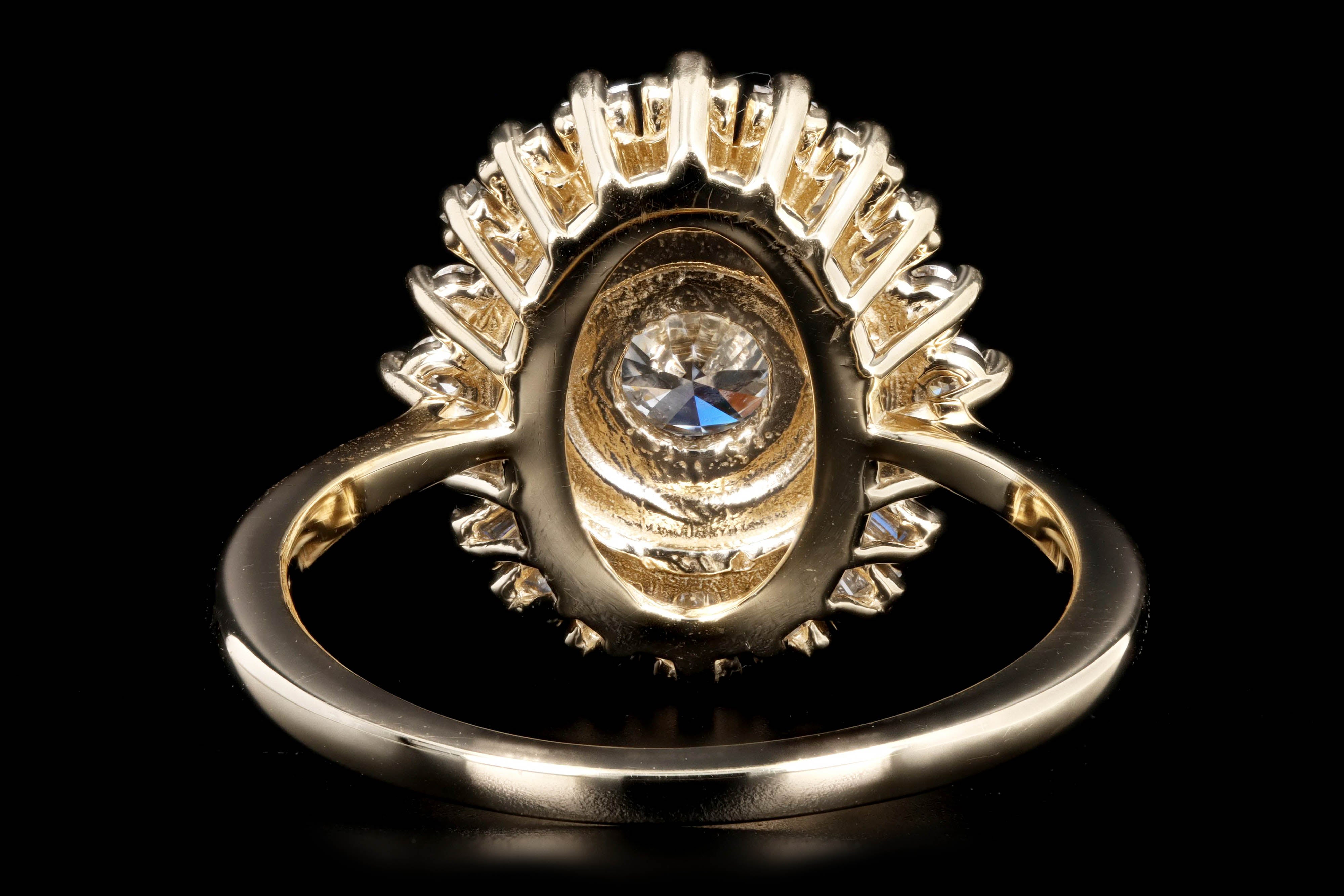 14K Yellow Gold 0.57 Carat Round Brilliant Diamond Fan Ballerina Engagement Ring - Queen May