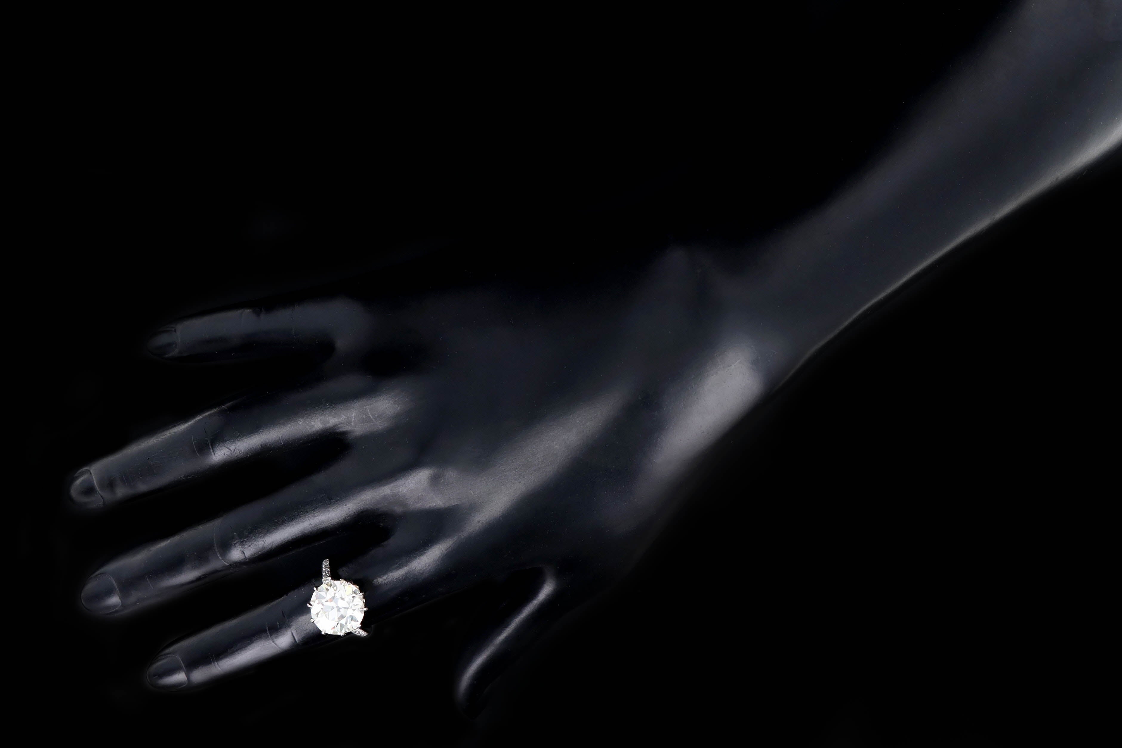 Art Deco 14K White Gold 6.26 Carat Old European Cut Diamond Engagement Ring GIA Certified - Queen May