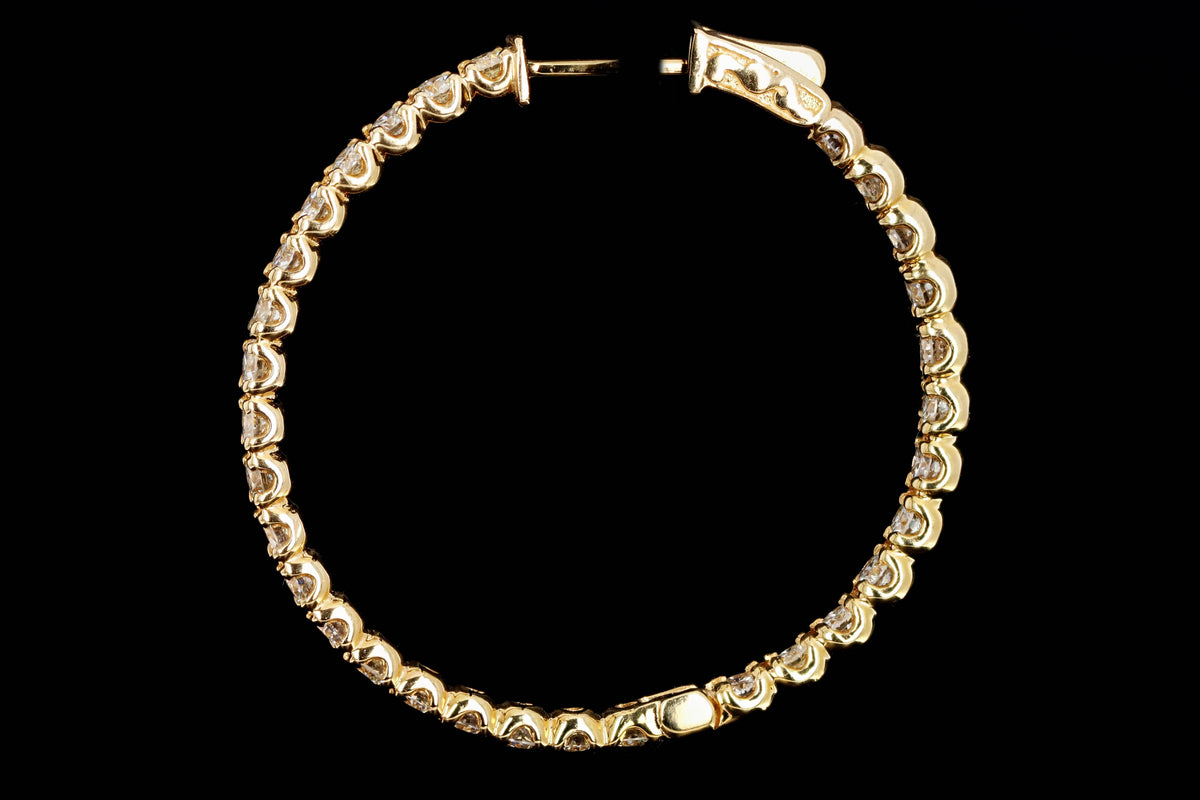 14K Yellow Gold 5.40 Carat Total Weight Round Brilliant Cut Diamond Inside-Out Hoop Earrings - Queen May