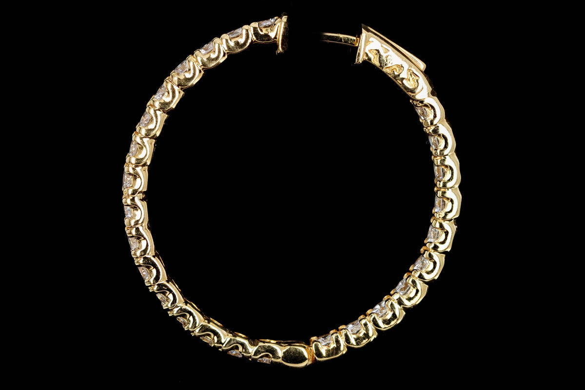 14K Yellow Gold 4.61 Carat Total Weight Round Brilliant Cut Diamond Inside-Out Hoop Earrings - Queen May