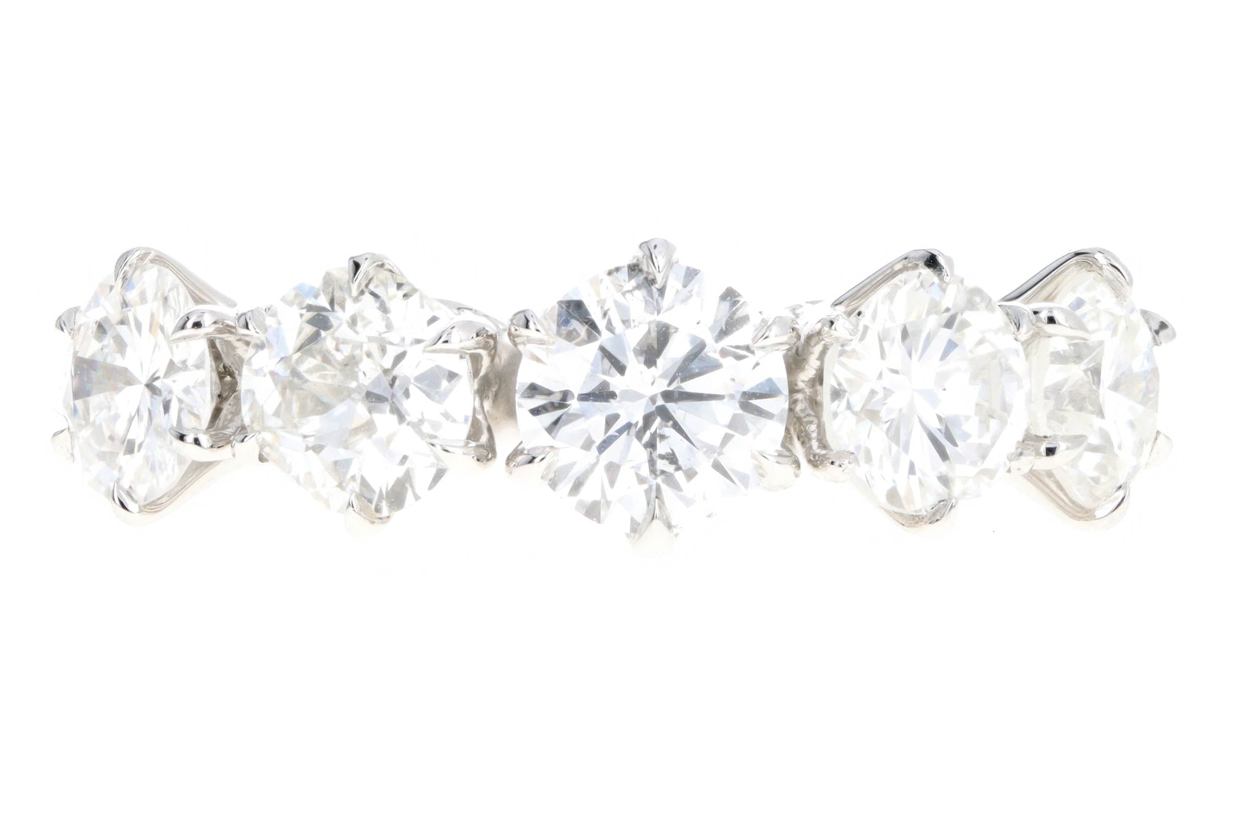 Victorian Inspired Platinum 2.70 Carat Total Weight Old European Cut Diamond Five Stone Graduated Wedding Band - Queen May