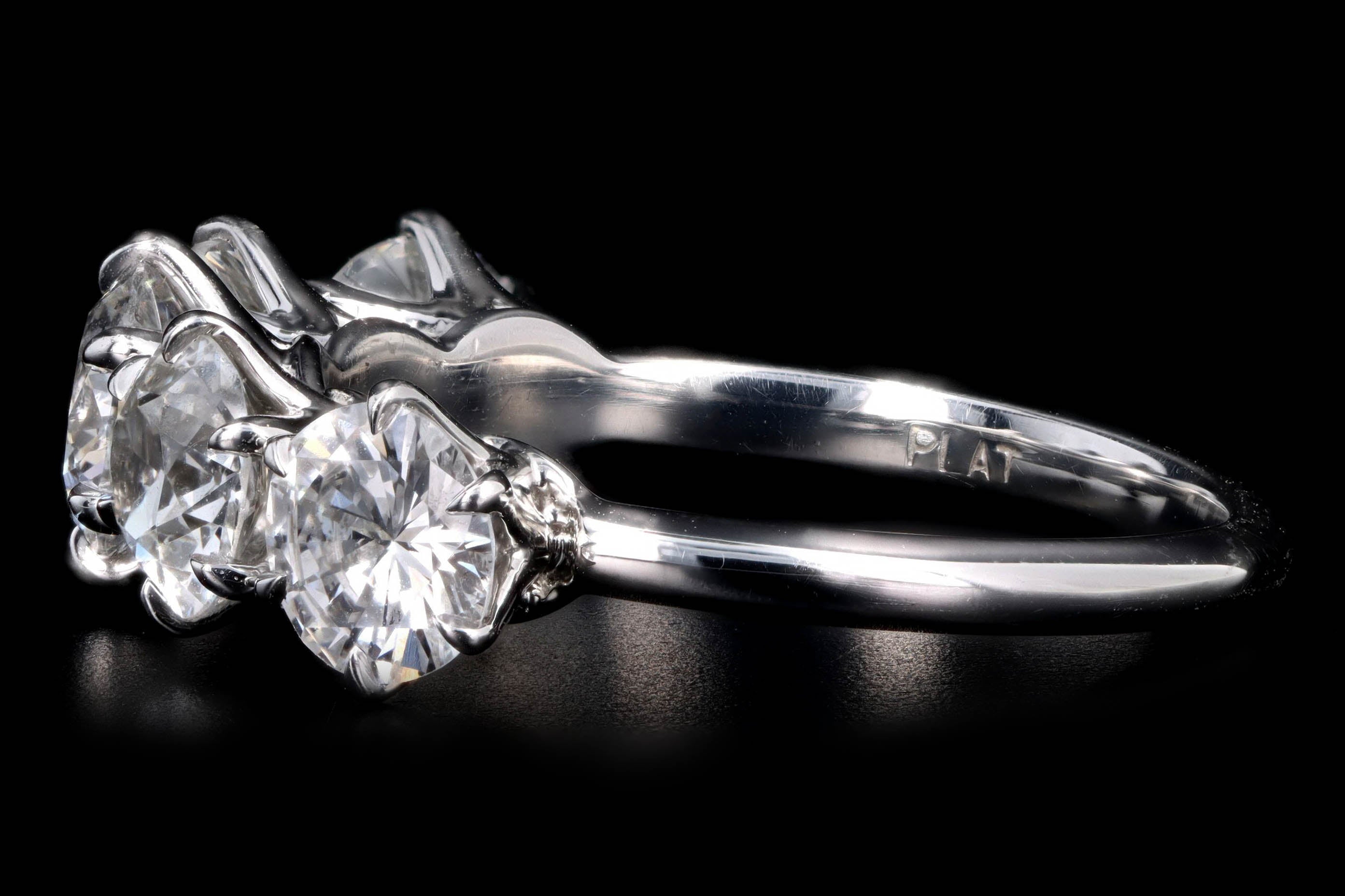 Victorian Inspired Platinum 2.70 Carat Total Weight Old European Cut Diamond Five Stone Graduated Wedding Band - Queen May