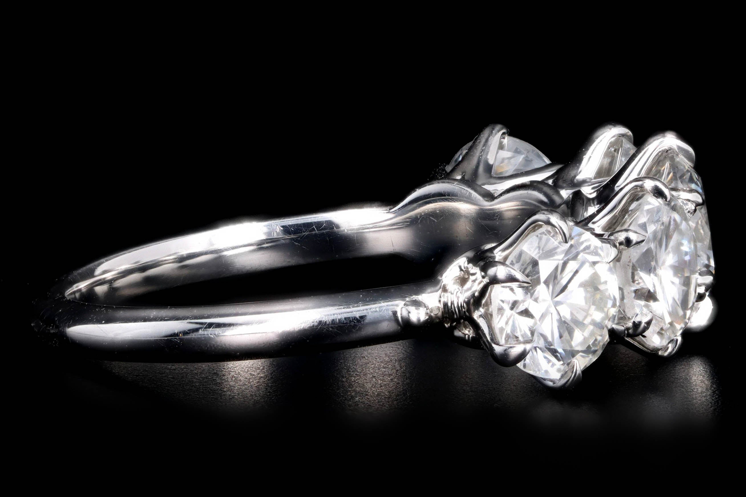 Victorian Inspired Platinum 2.70 Carat Total Weight Old European Cut Diamond Five Stone Graduated Wedding Band - Queen May