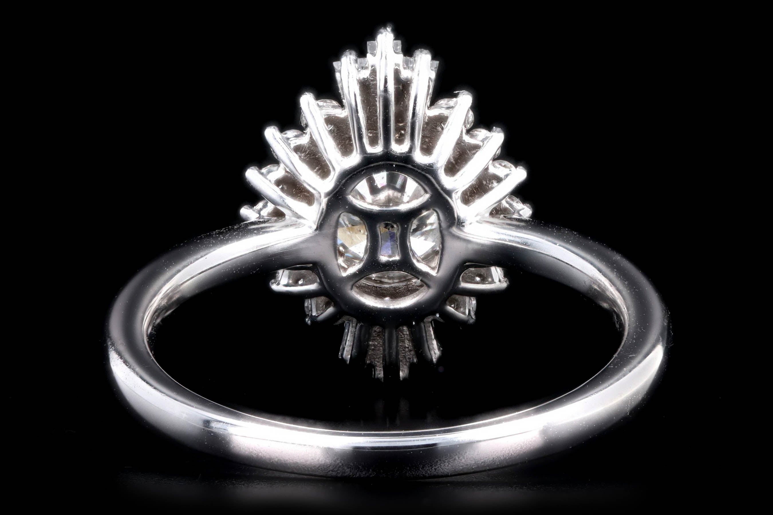 14K White Gold 0.66 Carat Round Brilliant Diamond Fan Ballerina Engagement Ring - Queen May