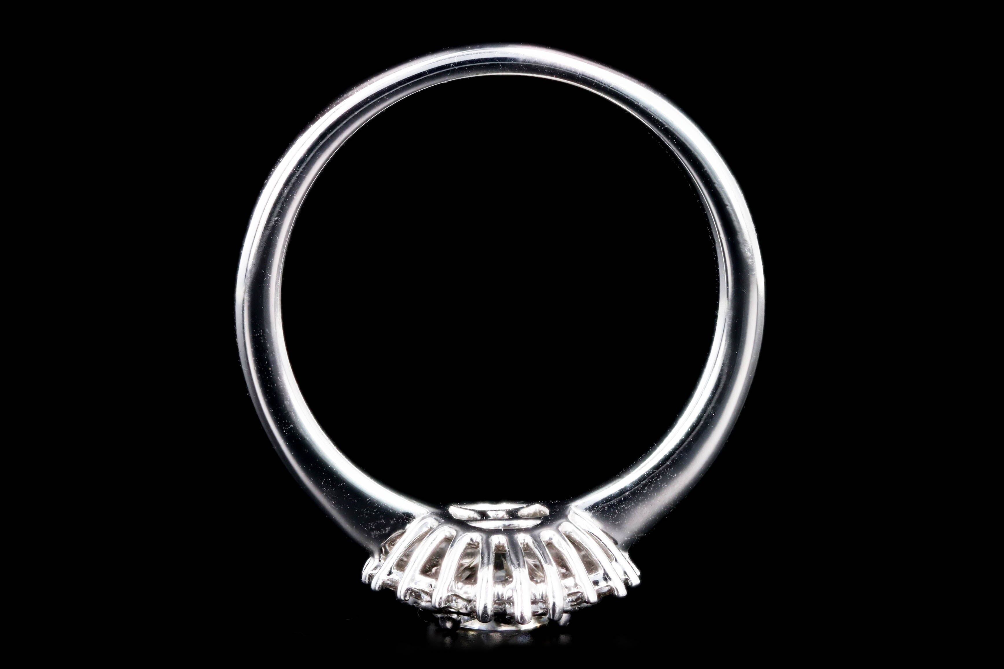 14K White Gold 0.66 Carat Round Brilliant Diamond Fan Ballerina Engagement Ring - Queen May