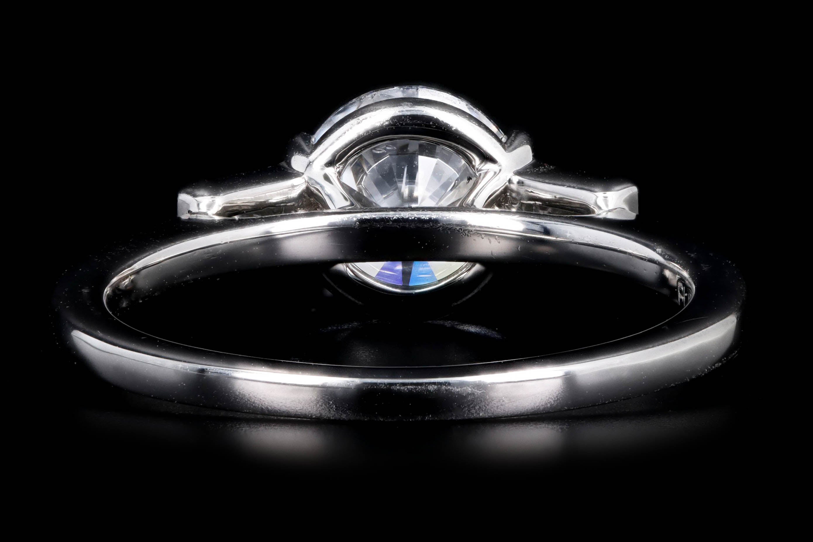 Platinum 1.37 Carat Round Brilliant Diamond Baguette Three Stone Engagement Ring GIA Certified - Queen May