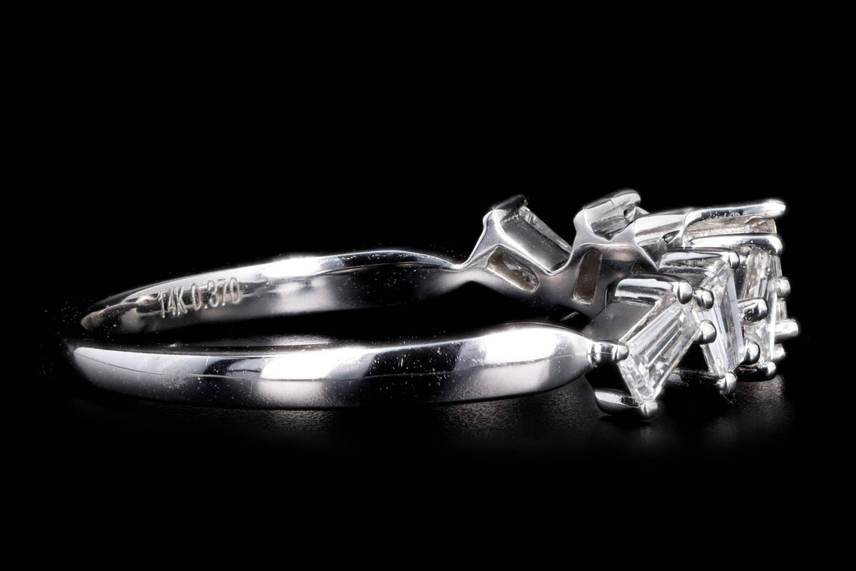 14K White Gold Scattered Baguette Diamond Stackable Wedding Band - Queen May