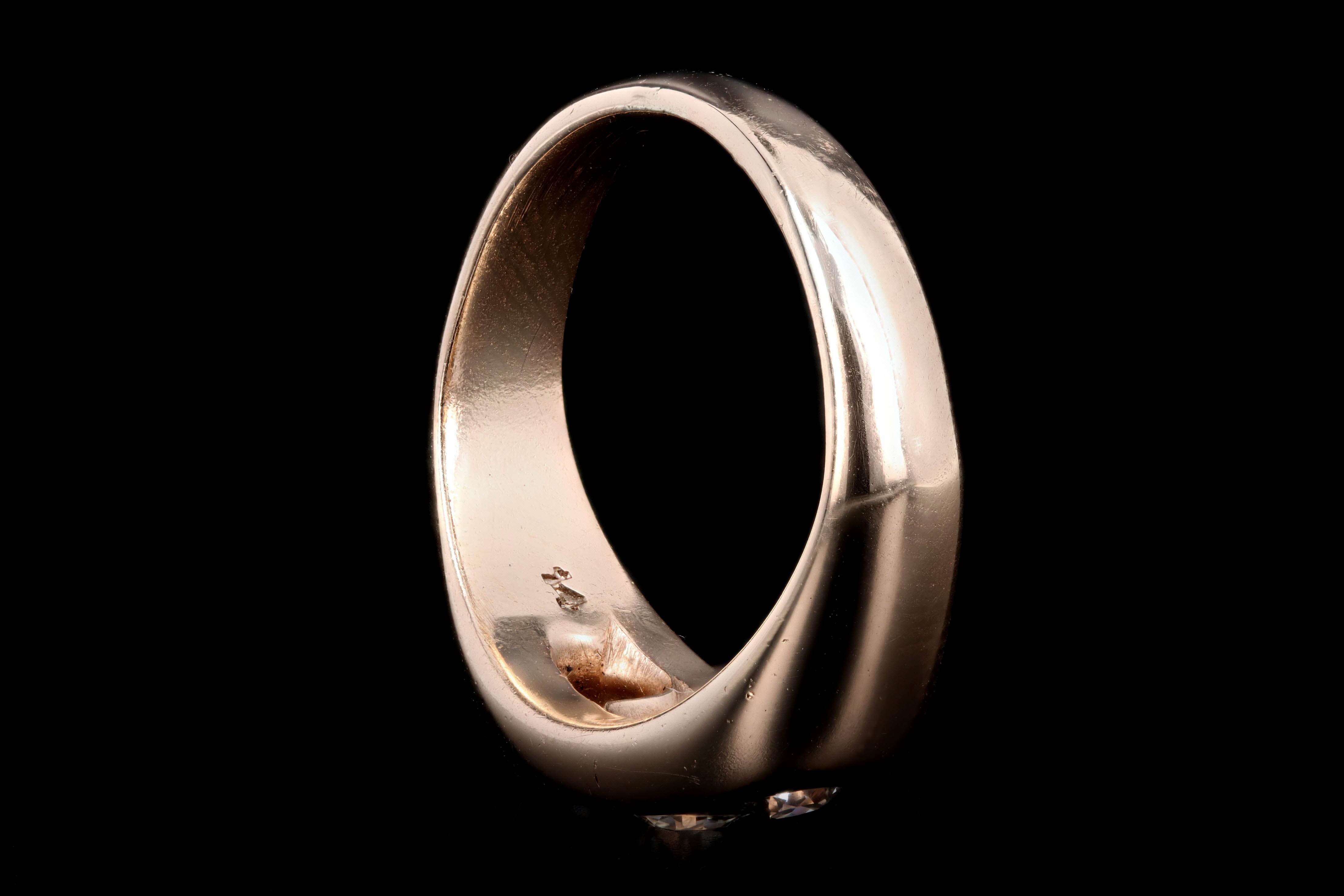 Victorian 14K Yellow Gold 0.50 Carat Total Weight Old European Diamond Gypsy Ring - Queen May