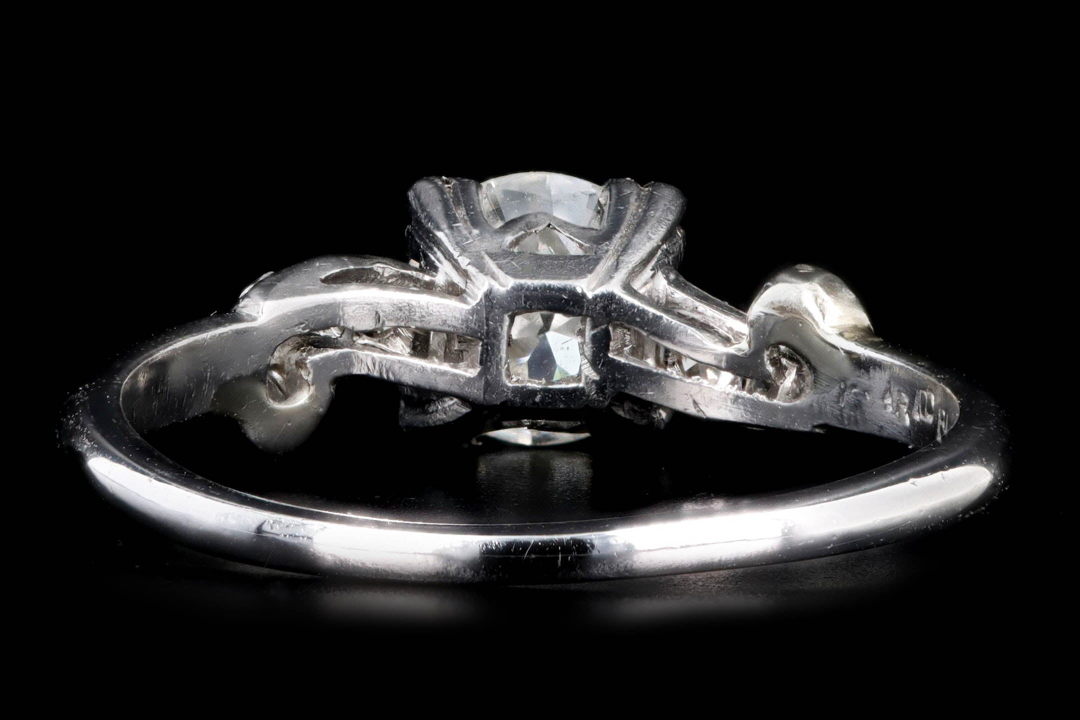 Art Deco Platinum .75 Carat Round Brilliant Cut Diamond Engagement Ring - Queen May