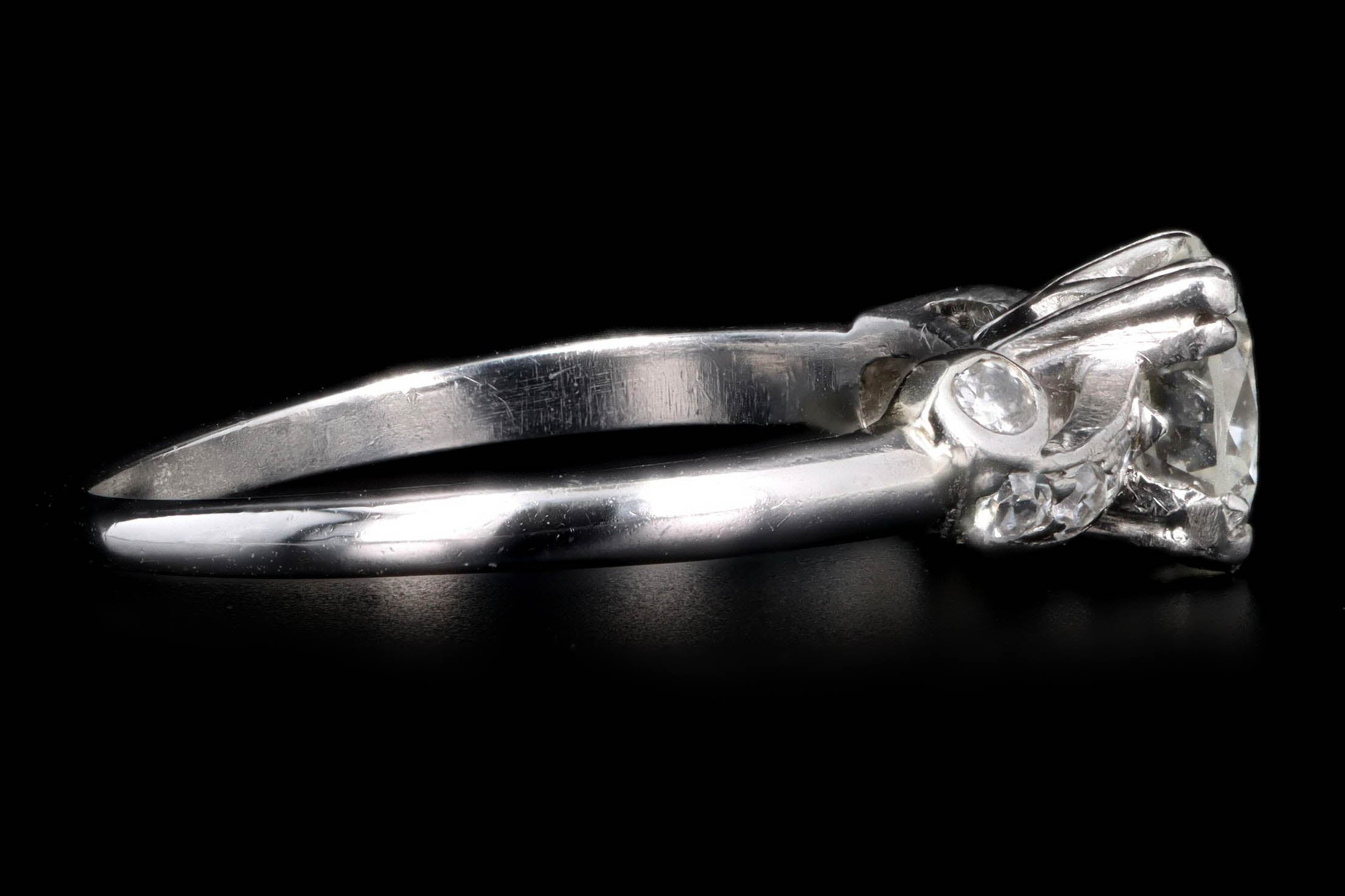 Art Deco Platinum .75 Carat Round Brilliant Cut Diamond Engagement Ring - Queen May