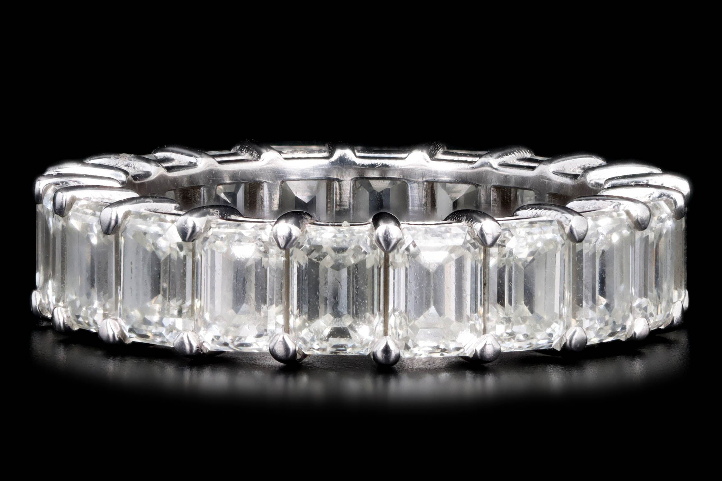 Platinum 4.72 Carat Total Weight Emerald Cut Diamond Eternity Wedding Band - Queen May