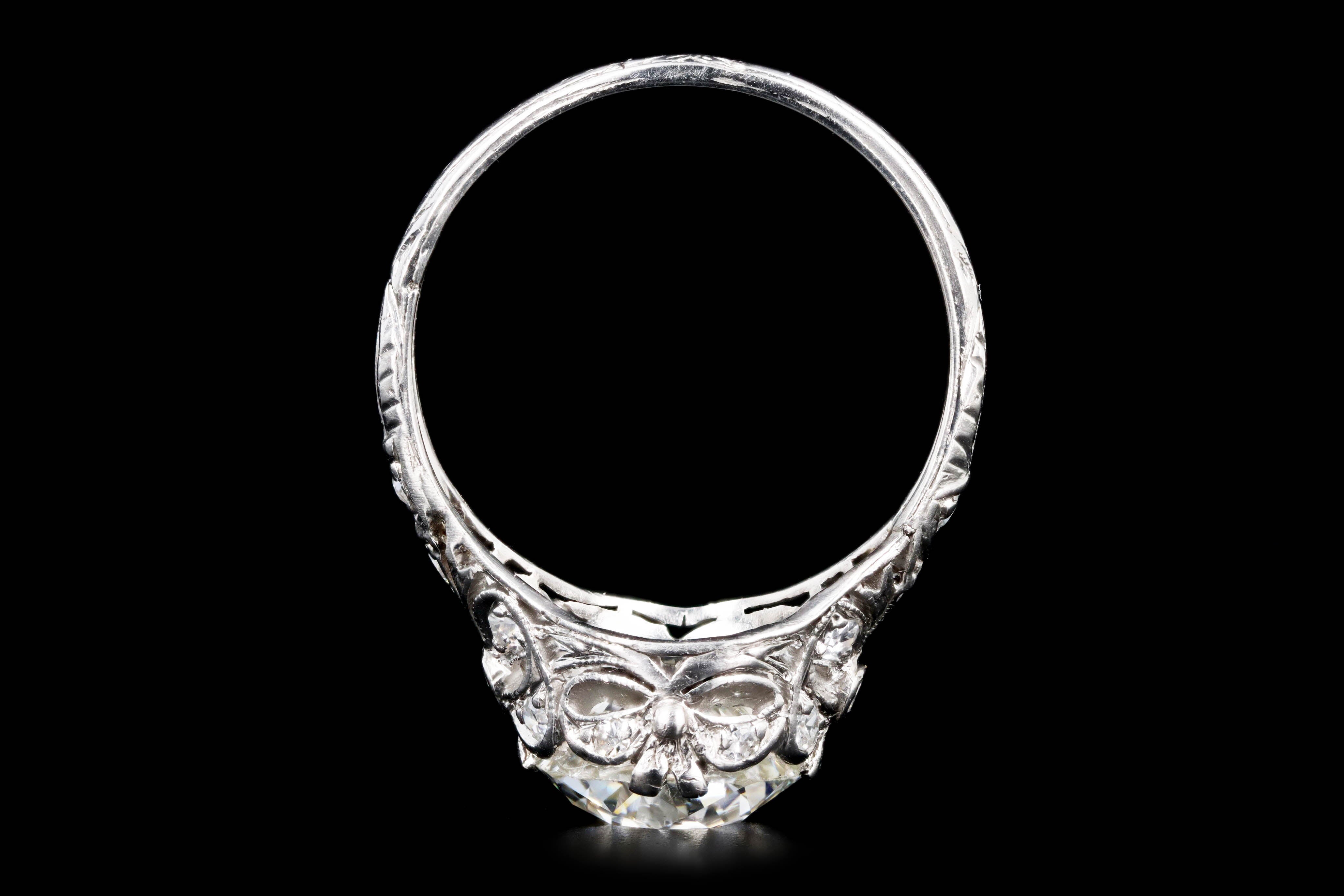 Art Deco Platinum 2.75 Carat Old European Cut Diamond Engagement Ring GIA Certified - Queen May