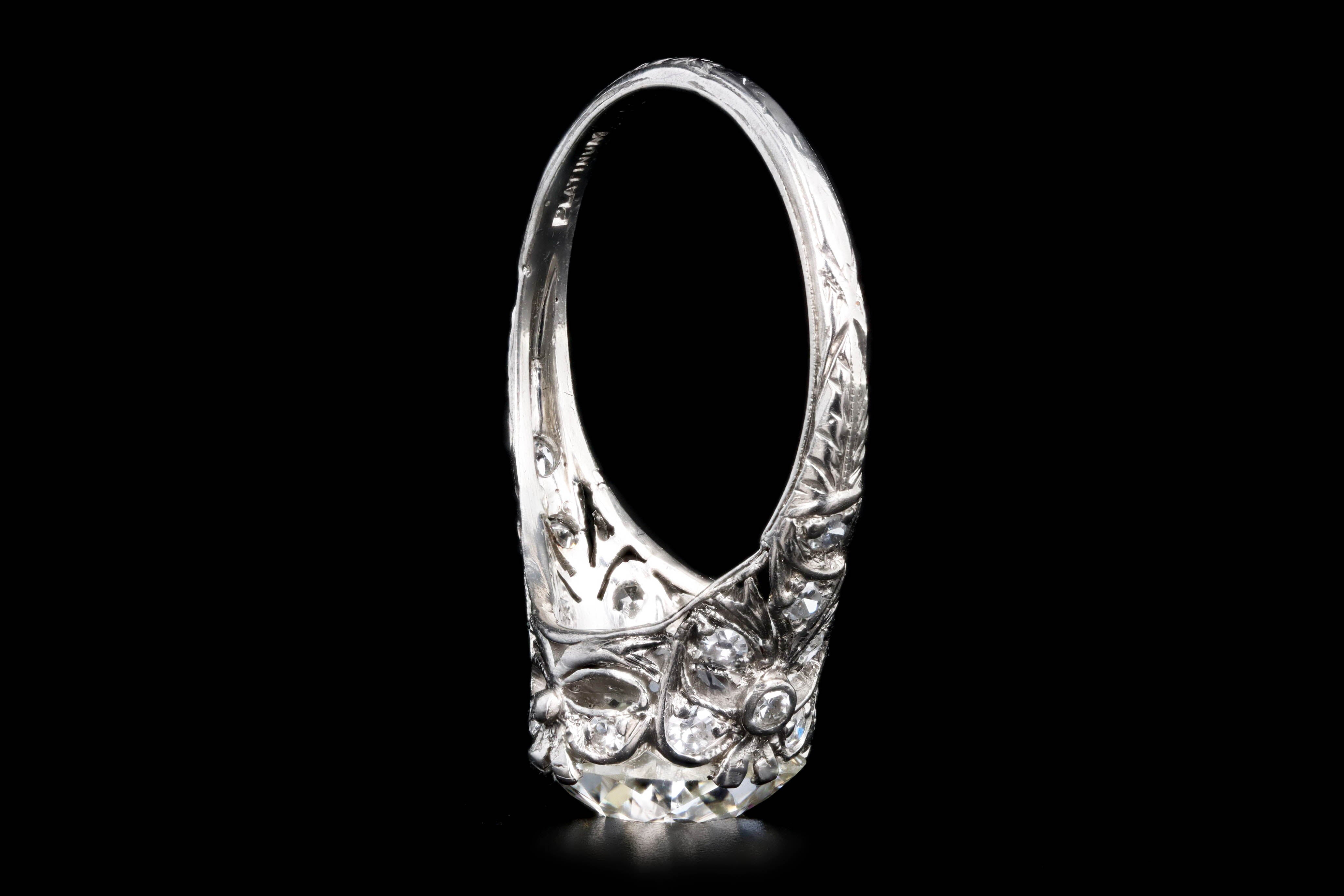 Art Deco Platinum 2.75 Carat Old European Cut Diamond Engagement Ring GIA Certified - Queen May