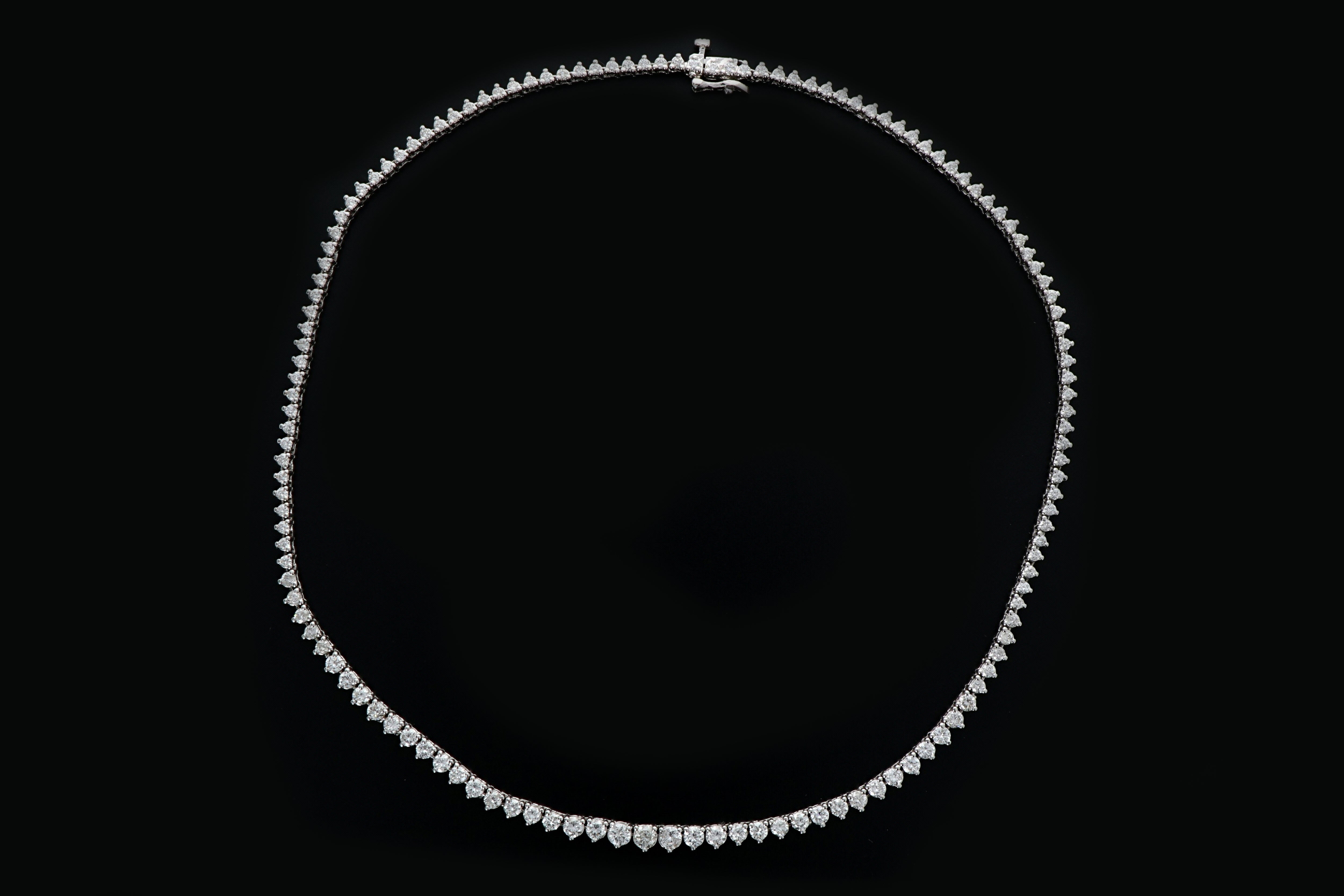 Vintage 14K White Gold 8 Carat Total Weight Diamond Tennis Necklace - Queen May