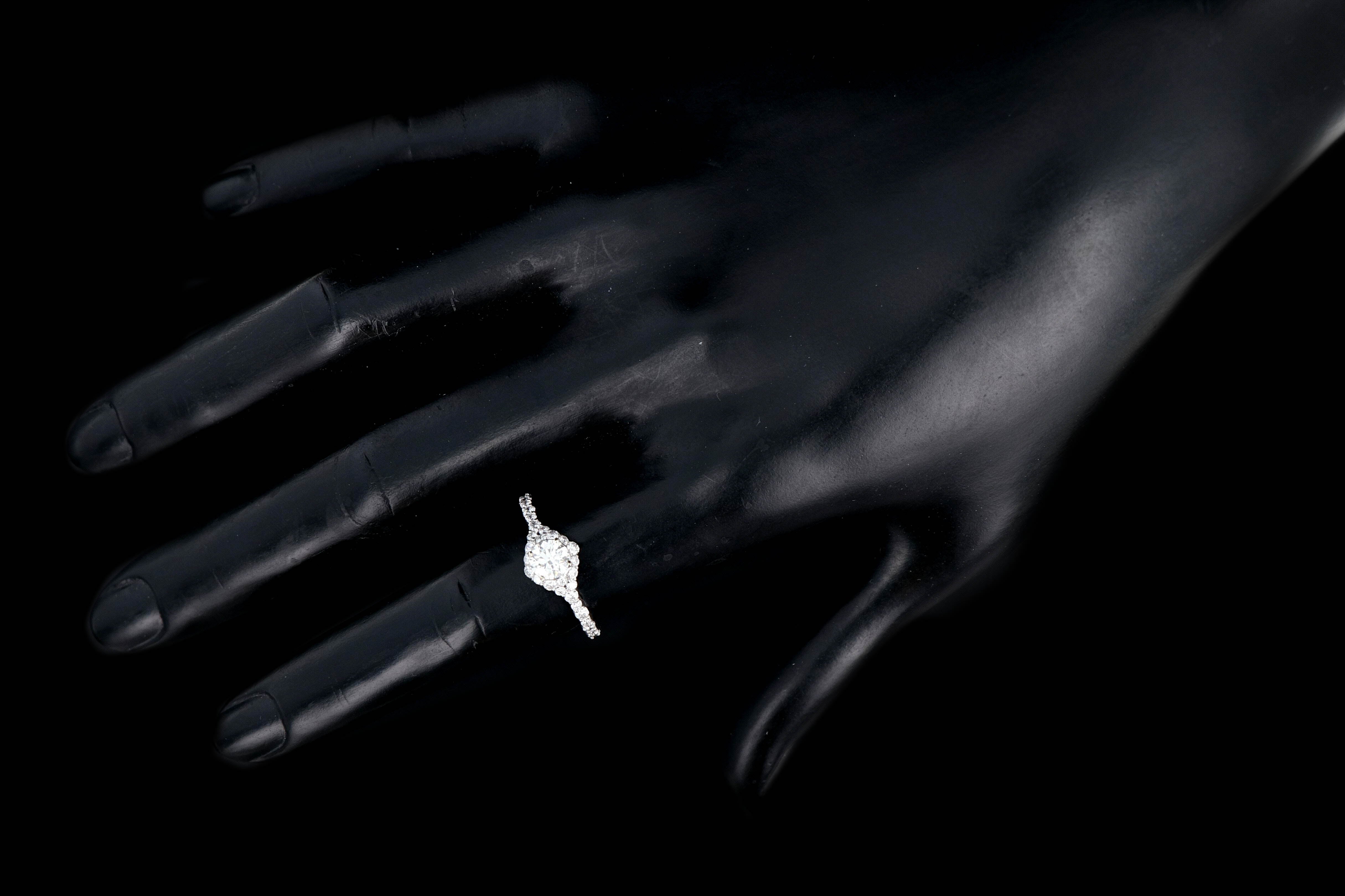 18K White Gold .52 Carat Halo Diamond Engagement Ring GIA Certified - Queen May