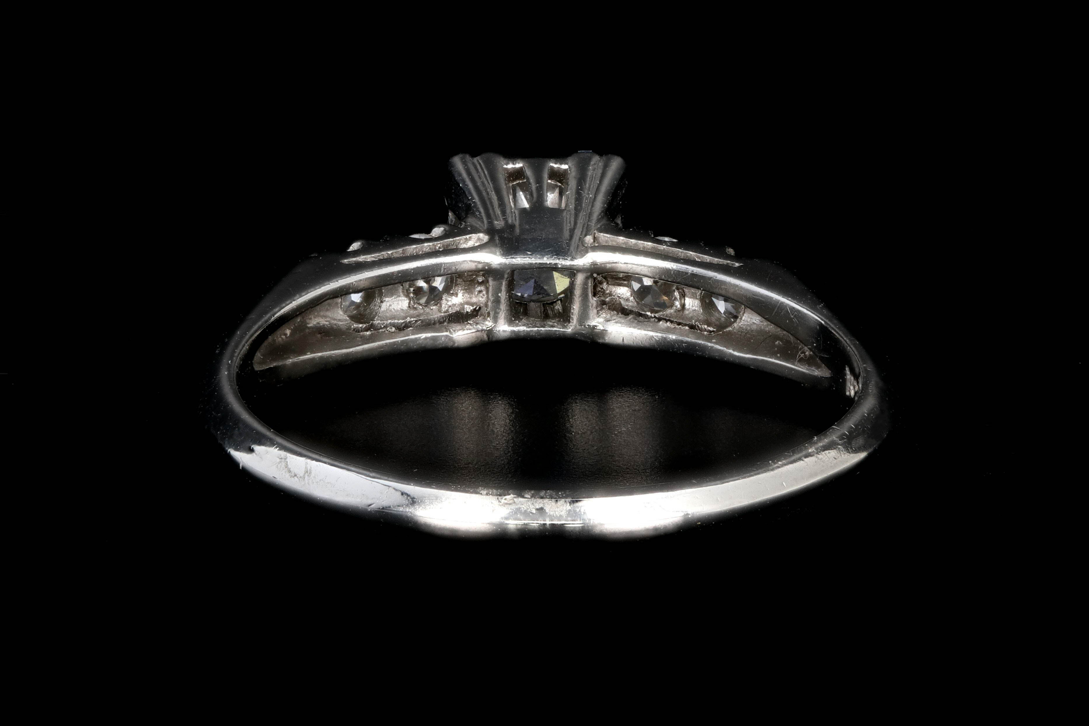 Mid Century Platinum .26 Carat Transition Cut Diamond Engagement Ring - Queen May