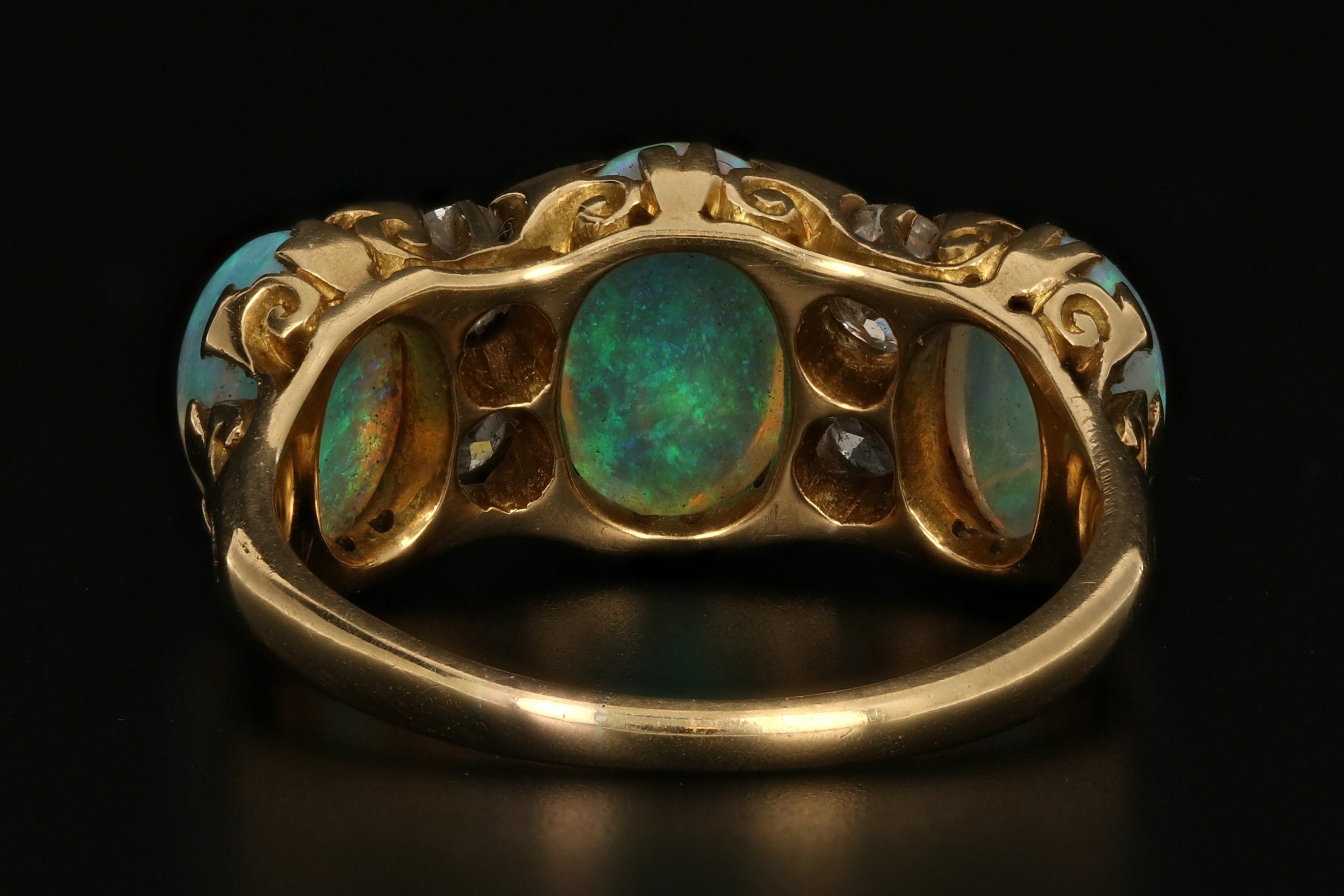 Victorian 18K Gold Opal & Old European Cut Diamond Ring c.1895 - Queen May