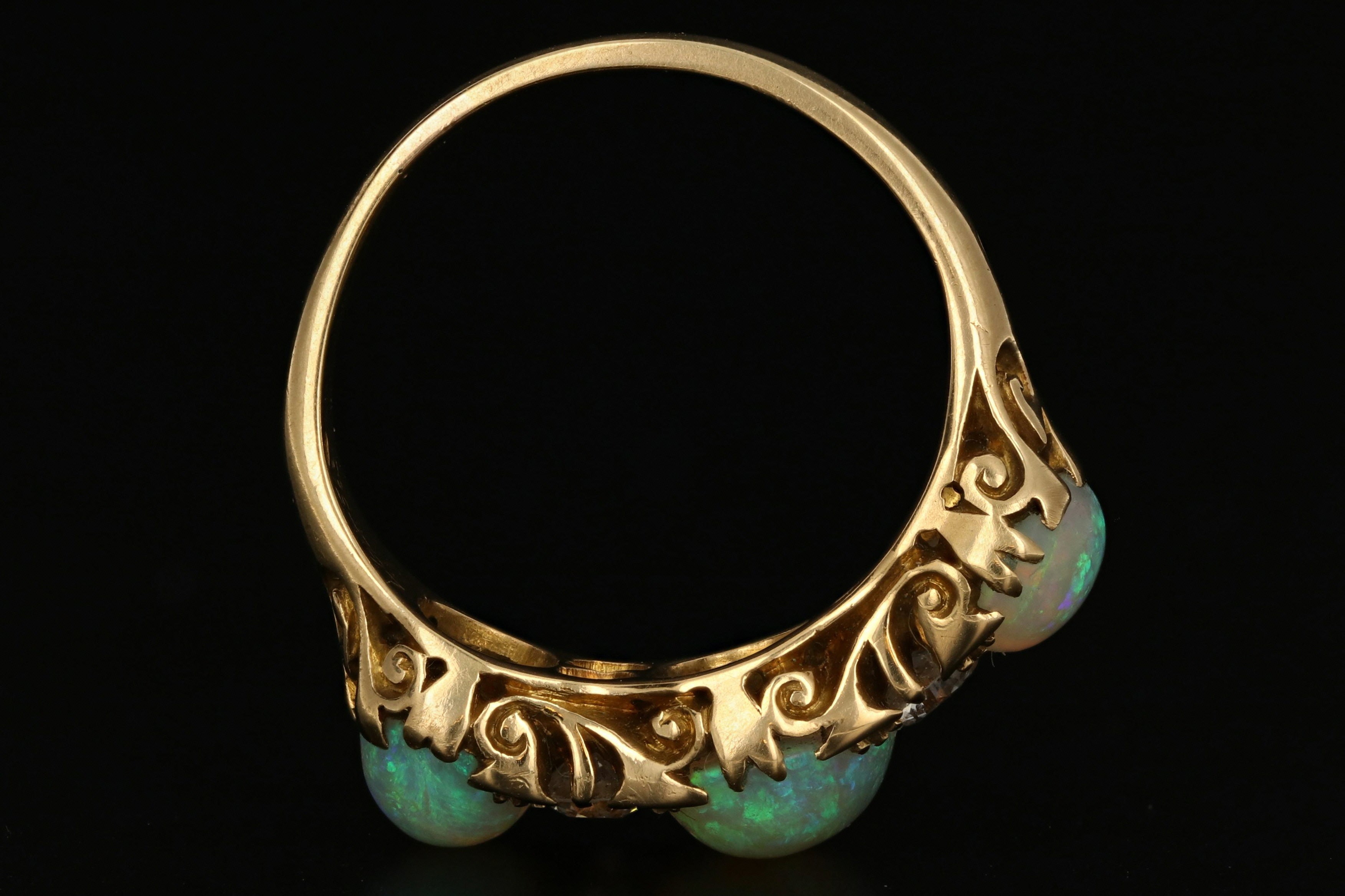 Victorian 18K Gold Opal & Old European Cut Diamond Ring c.1895 - Queen May