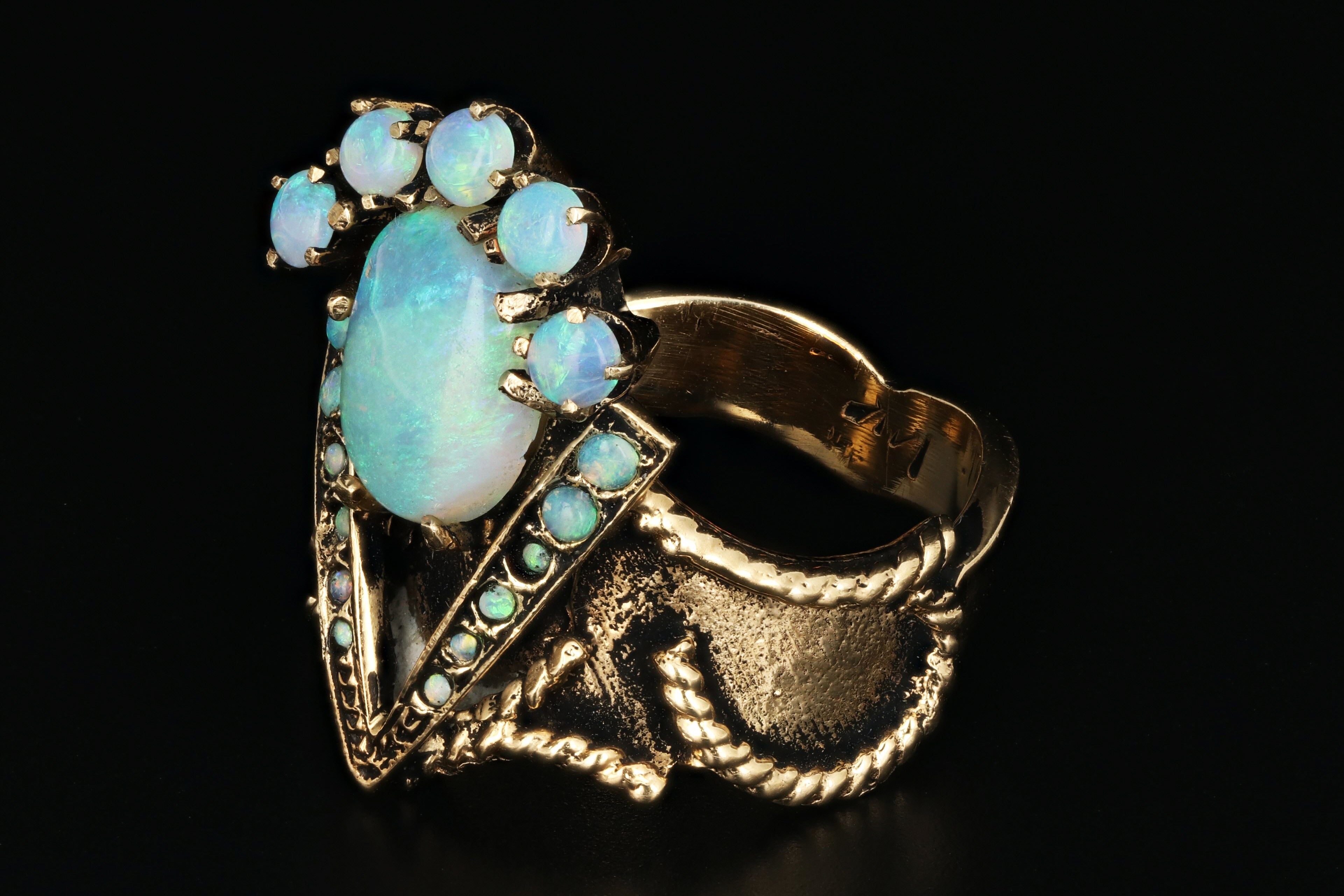 14K Yellow Gold Majestic Opal Ring - Queen May