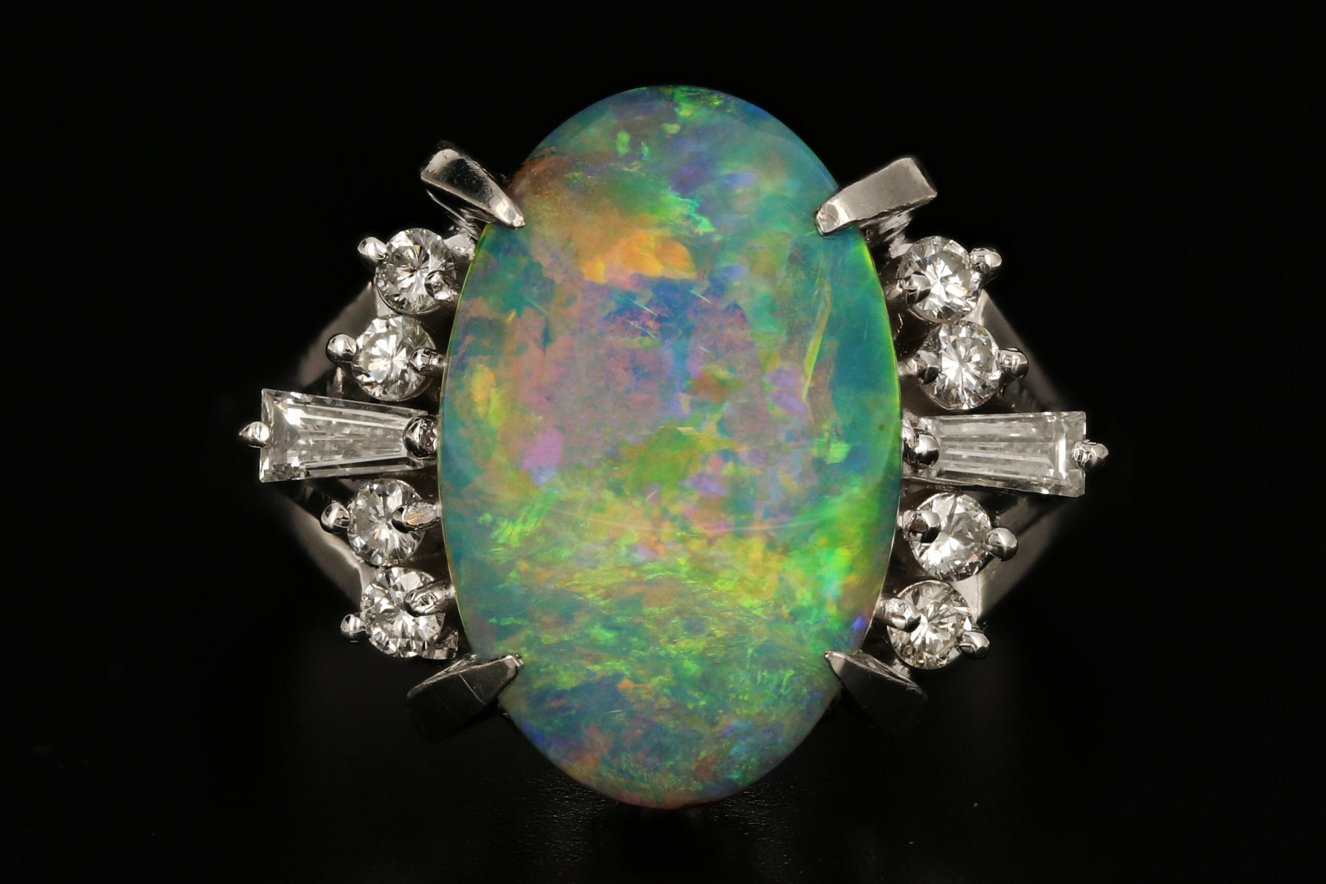 Platinum 5.12 Carat Boulder Opal Ring with Diamond Accents - Queen May