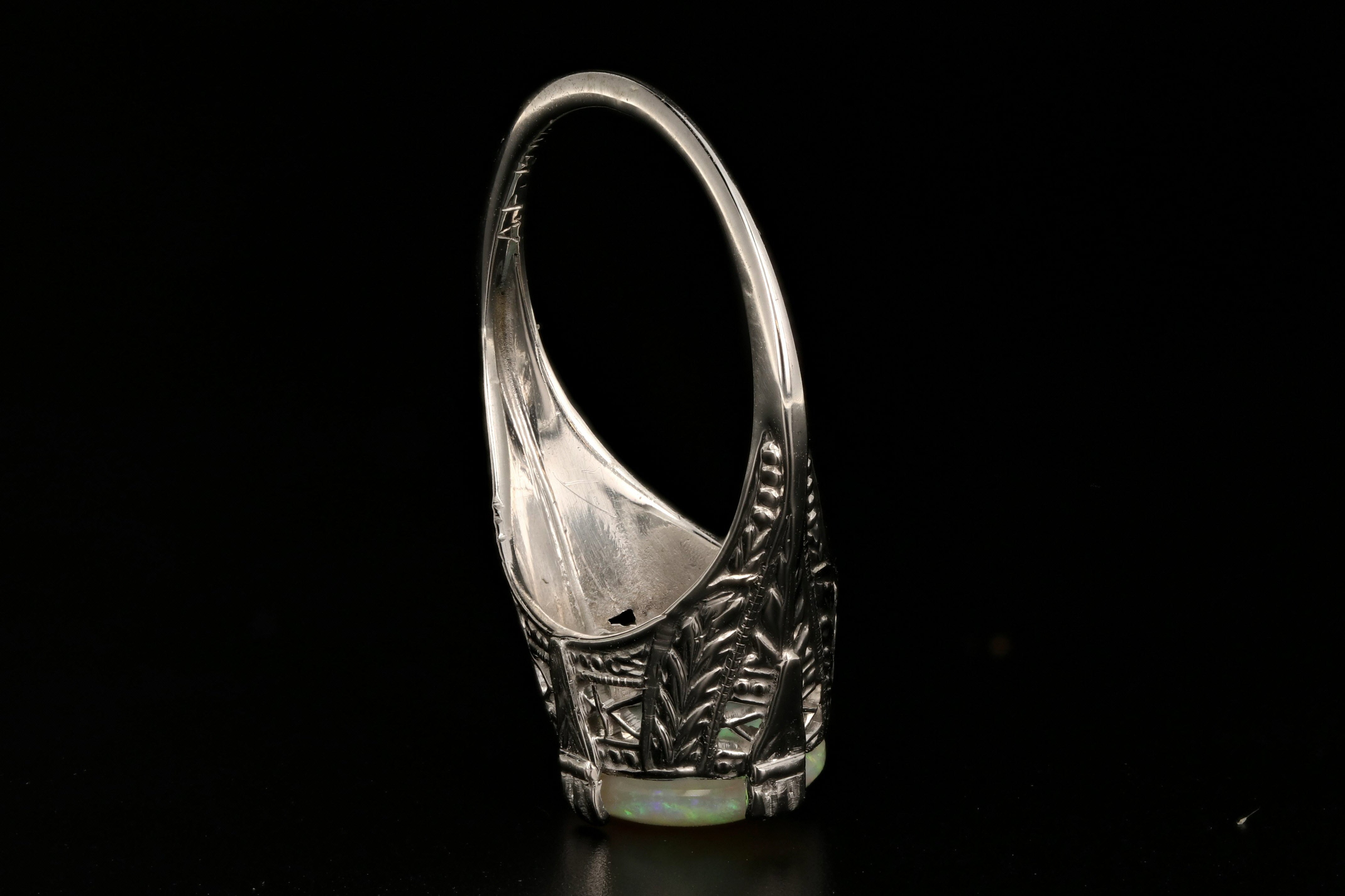 Art Deco 14K White Gold 1.21 Carat Opal Ring - Queen May