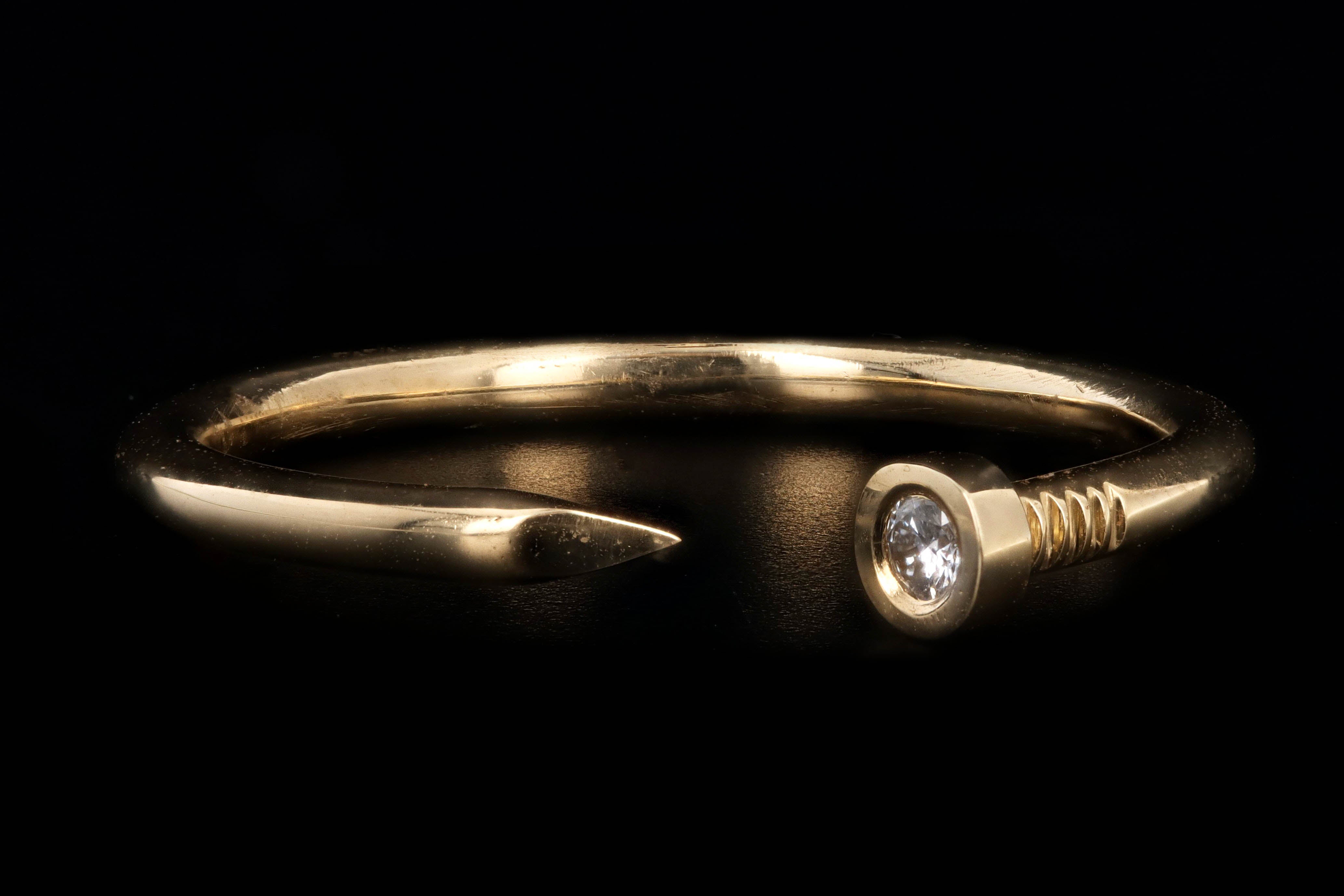 New 14K Yellow Gold Diamond Nail Cuff Ring - Queen May