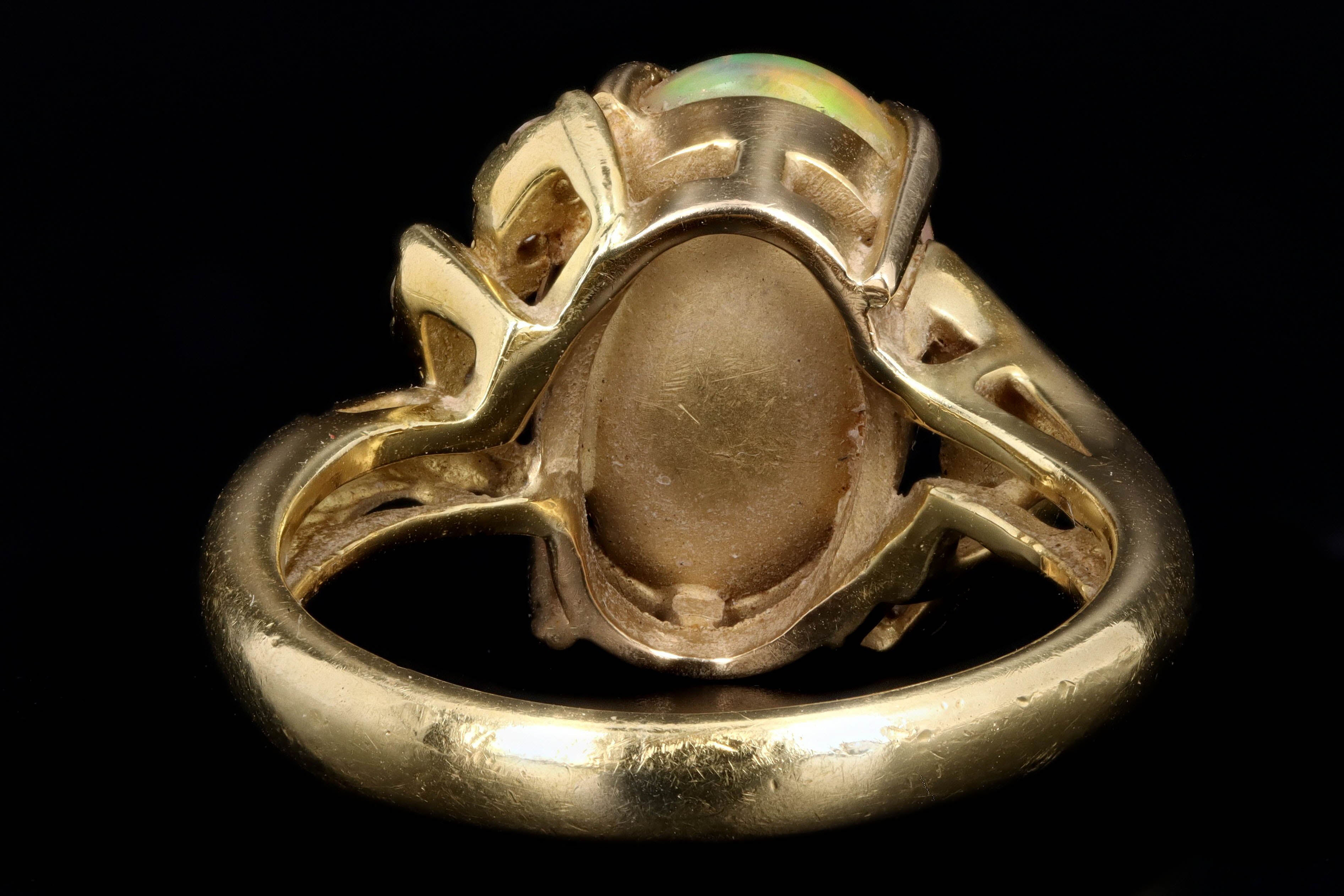 Modern 18K Yellow Gold 2.80 Carat Jelly Opal & Diamond Ring - Queen May