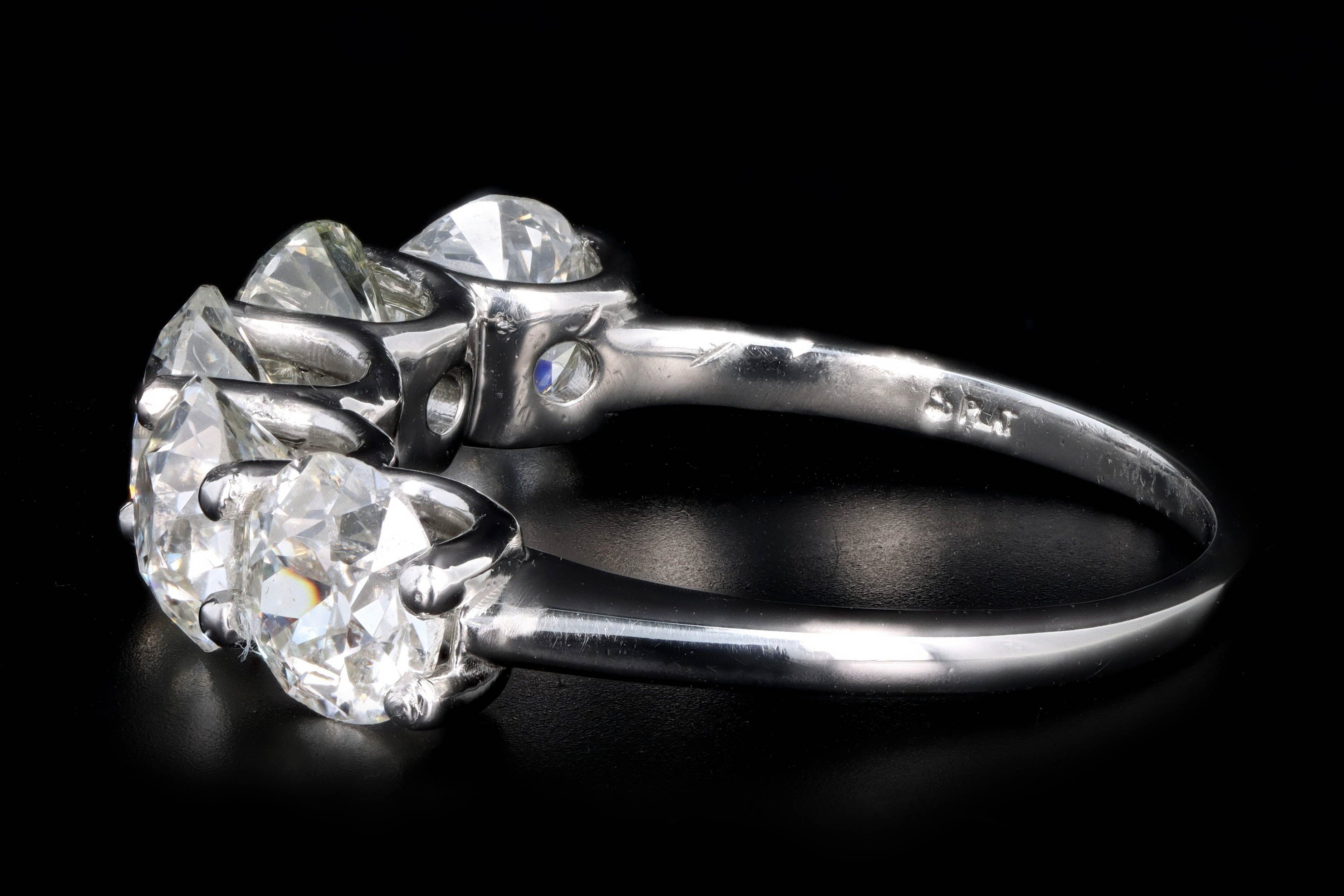 New Platinum 3.80 Carat Round Brilliant Cut Diamond 5 Stone Ring - Queen May