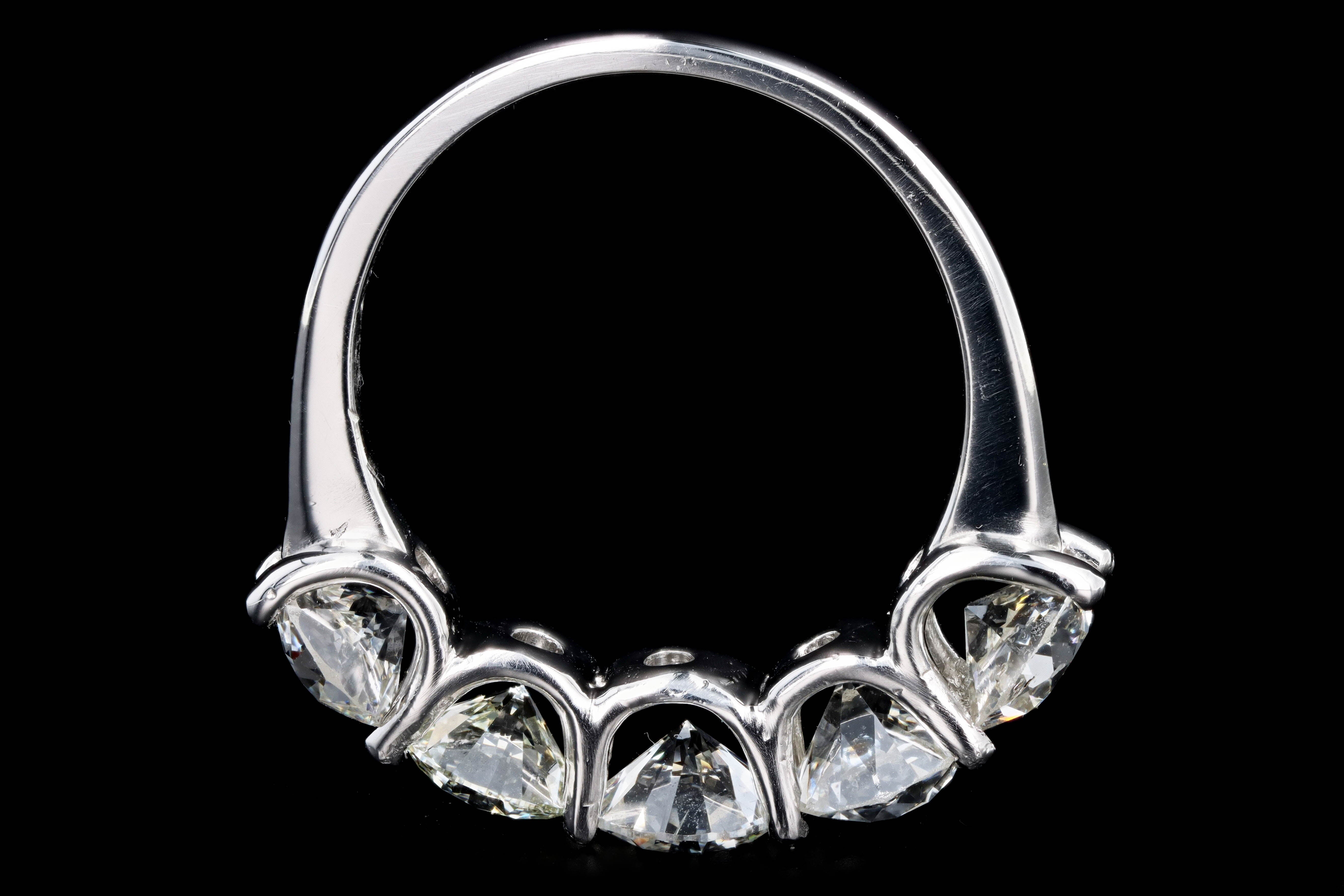 New Platinum 3.80 Carat Round Brilliant Cut Diamond 5 Stone Ring - Queen May
